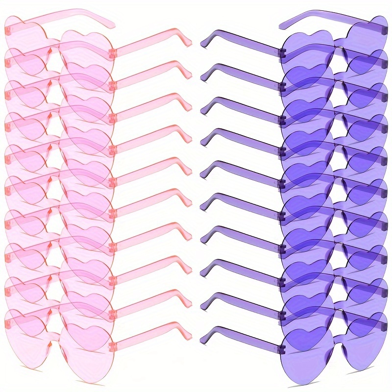 

20pcs Women Heart Shape Rimless Glasses Cute Funny Style Colorful Love Heart Candy-colored Glasses Suitable For Parties, Carnival/mardi Gras/masquerade