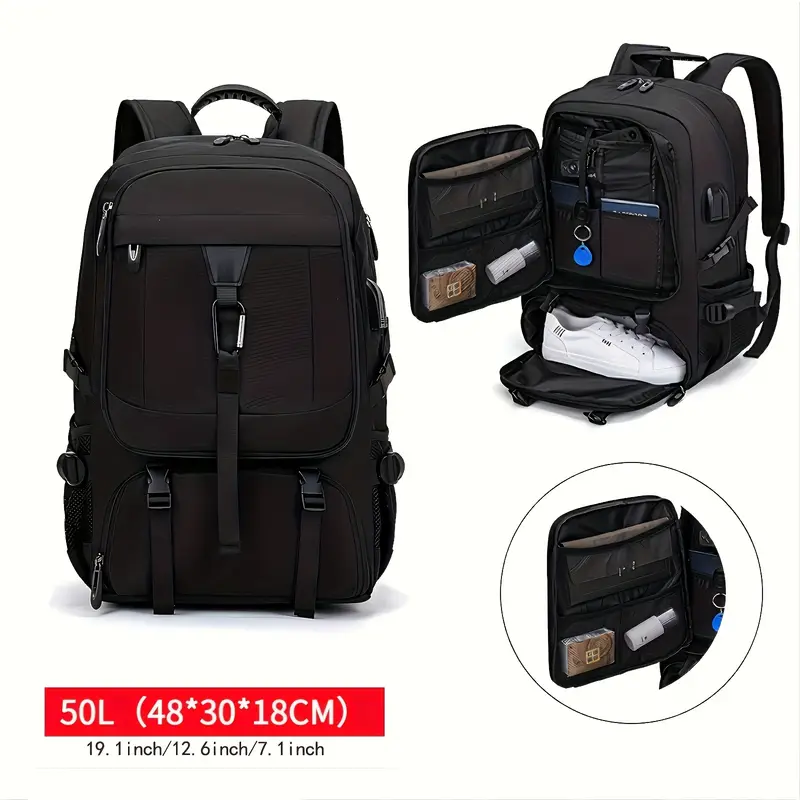 mens expandable travel backpack shoe compartment - Temu mens expandable travel backpack shoe compartment - Temu