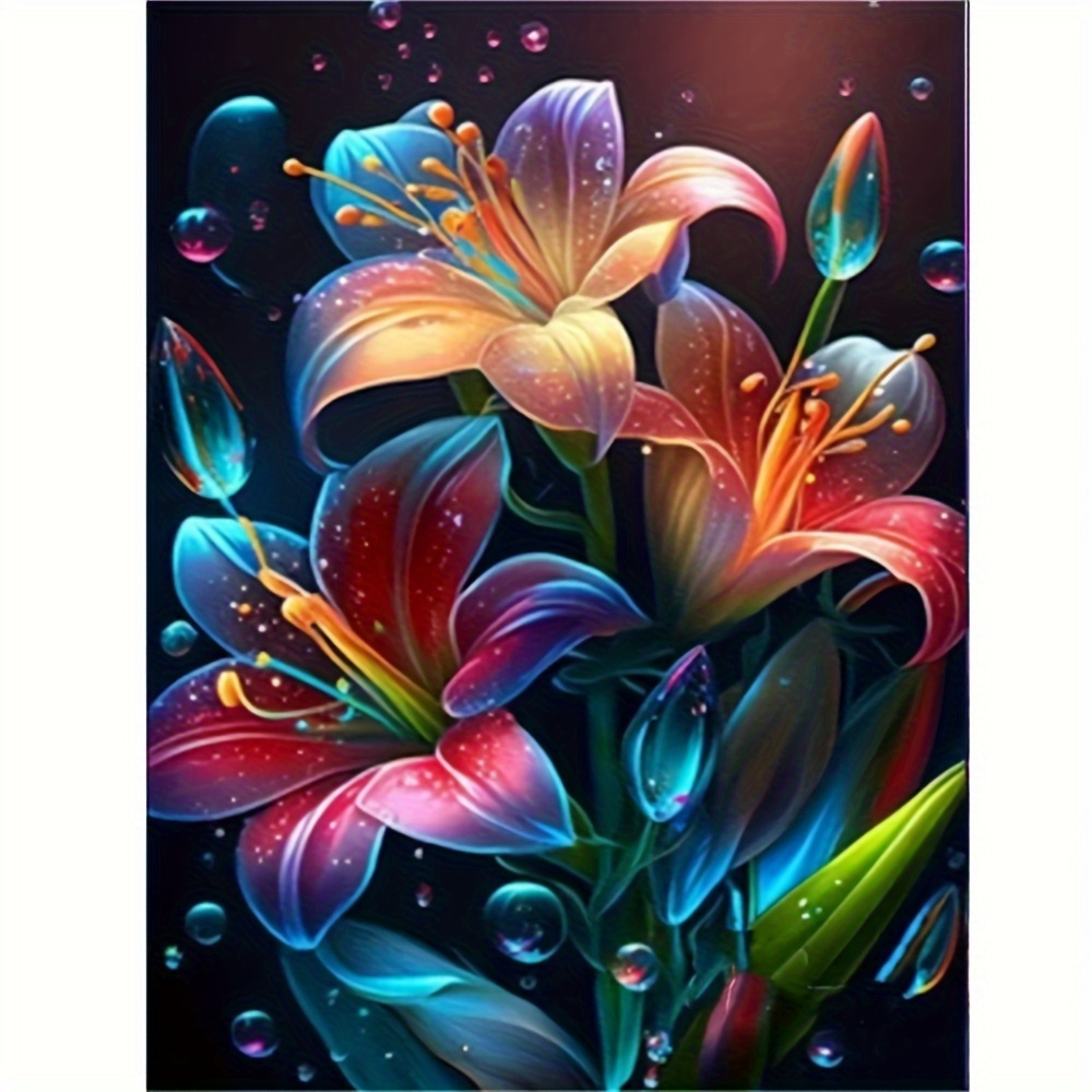 

30*40cm/11.8*15.7in Flower Dly 5d Diamond Painting Full Diamond With Number Kits Home And Kitchen Fashior Mosaic Diamond Painting Canvas Wall Decoration Gift Crafts