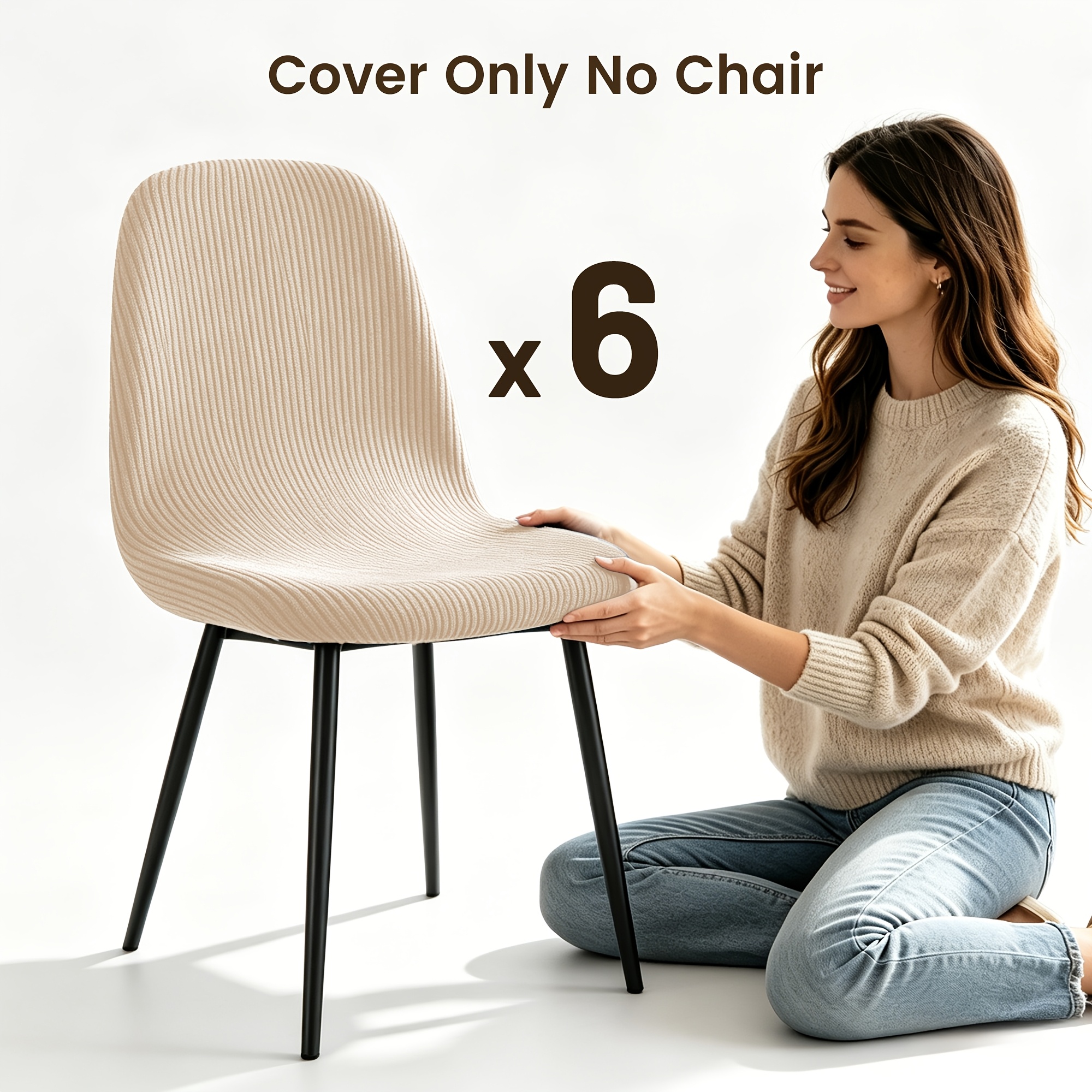 TEMU 4/6pcs Housses de Chaise Extensibles, Protections de Chaise de Salle à Manger à Fleurs Rayées, Tissu Élastique Épaissi Lavable, Décoration de