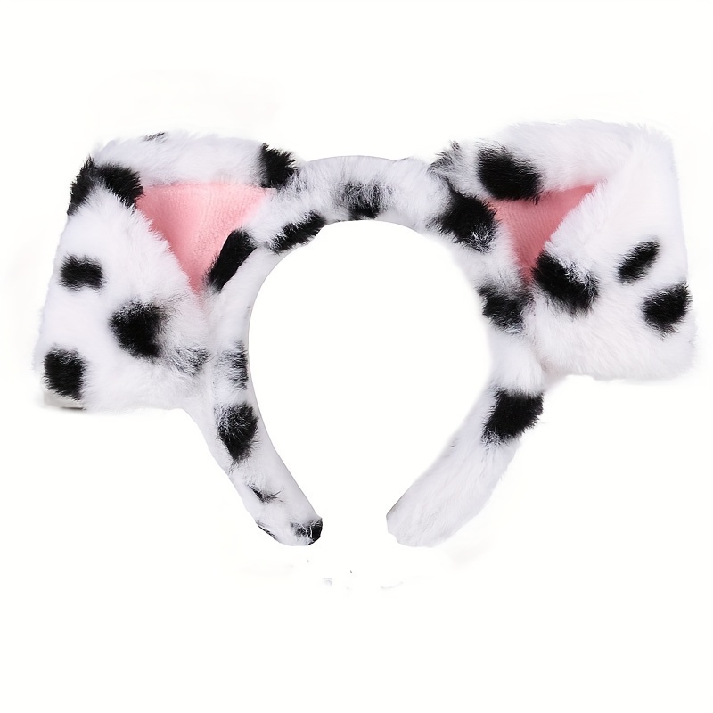 Image of Dalmatian Ears Headband Cute Plush Animal Ears Head Hoop Women's Hair Accessory Puppy Hair Accessory Autumn Winter