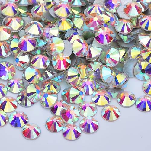 transparent white ab iridescent flat bottomed rhinestones made of crystal for dance costumes embellishments with glass gems
