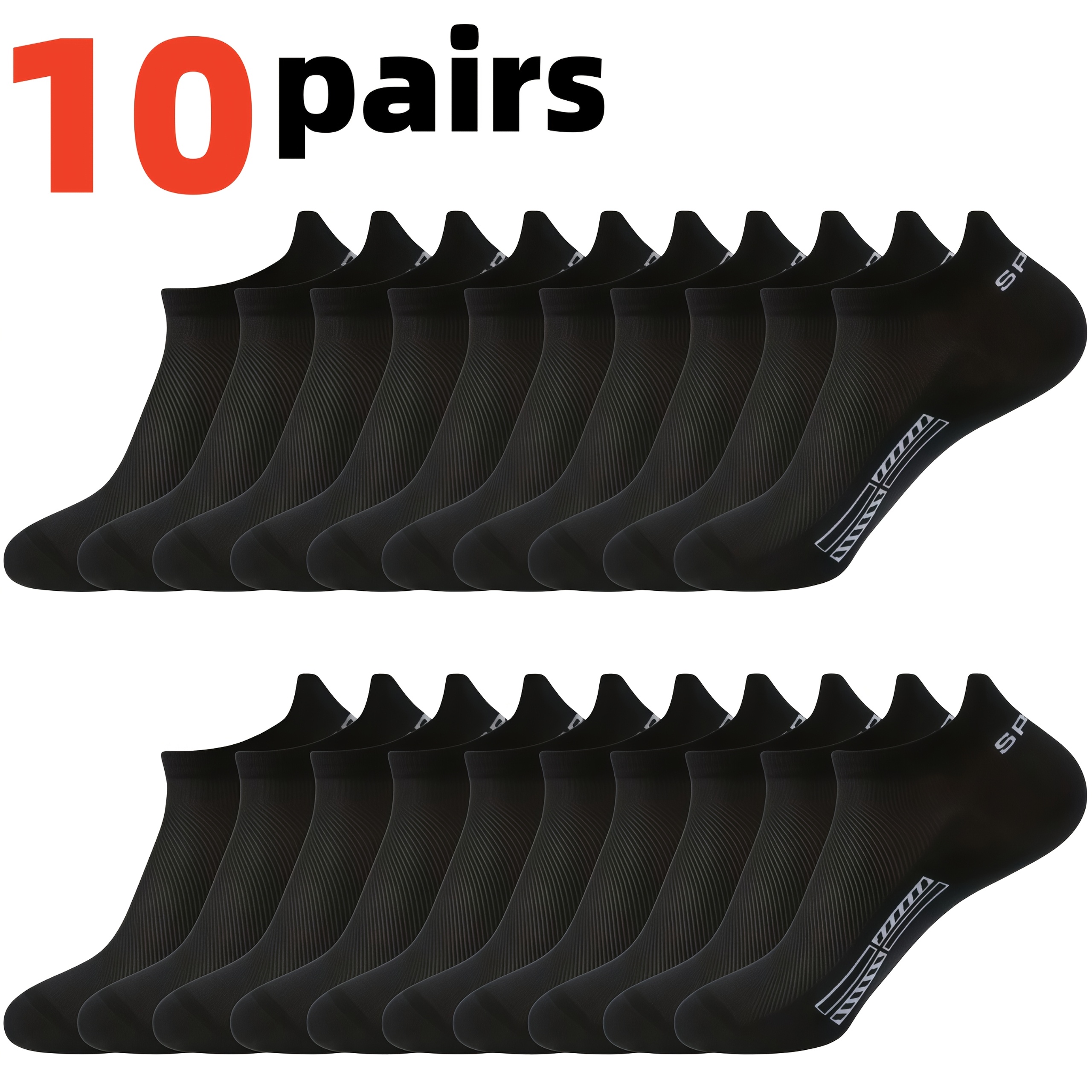 TEMU 10-pair Assorted Mesh Design Men's Sweat-wicking Breathable Sports Socks, Suitable For . Designed For And , Ideal For Sports And Business Casual