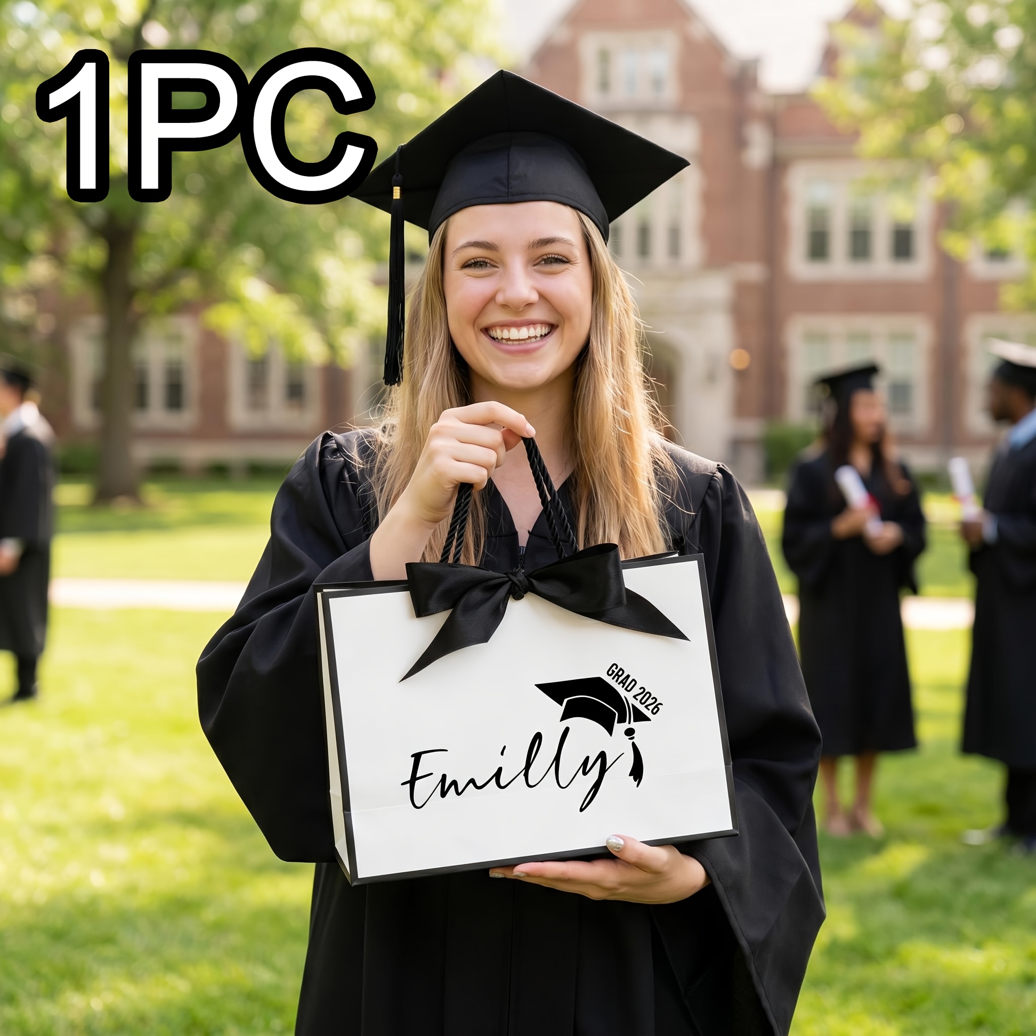 TEMU Gift For Her/him 1/4pcs Customized 2026 Graduation Gift Bag | Personalized Class Party Handbag With Bow Style, Use For Wedding, Teacher's Day,
