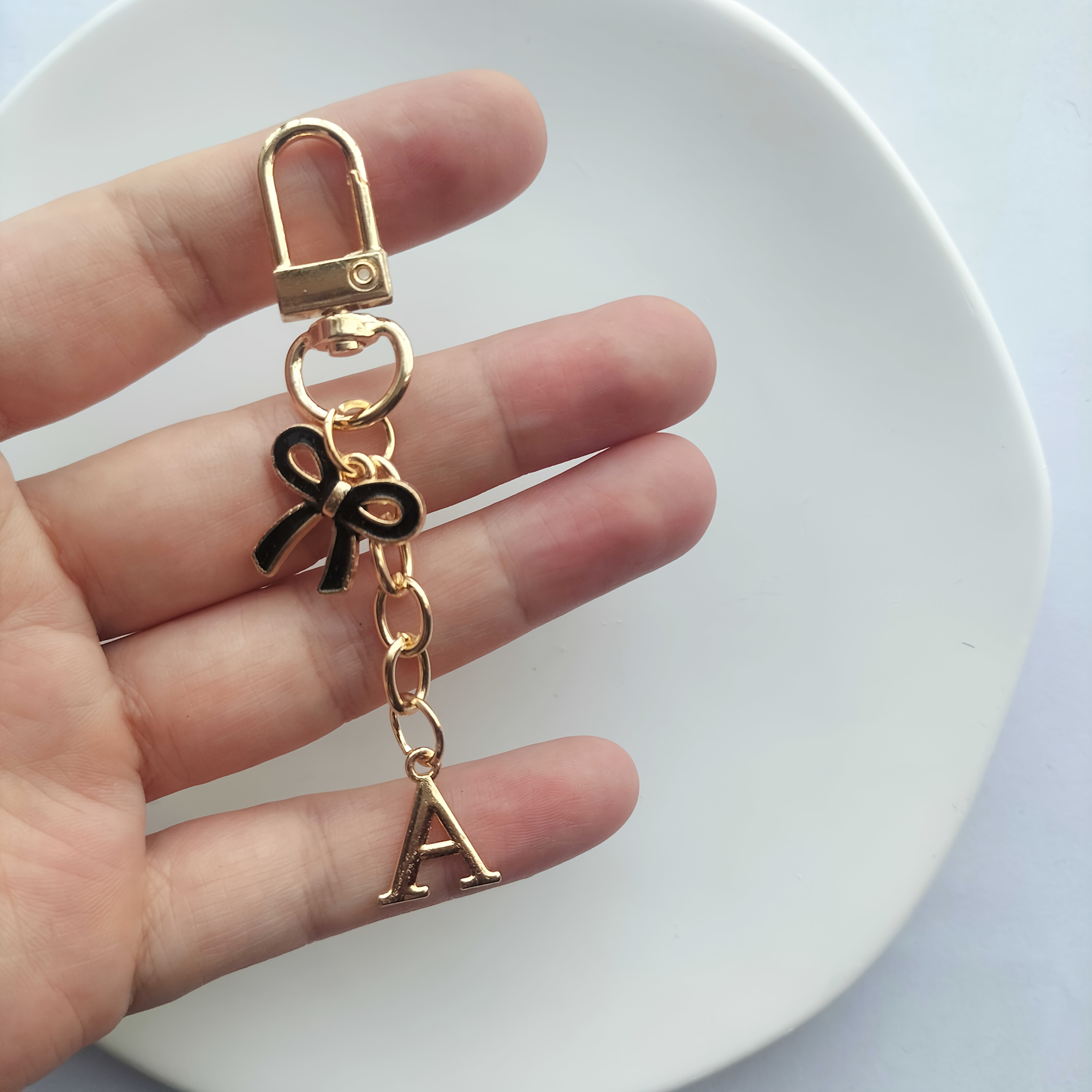 TEMU 1pc Exquisite Bow Tie/bow Tie A-z Letter Key Chain Pendant, Suitable For Bag/backpack/car Key Pendant, Graduation Season///holiday Small