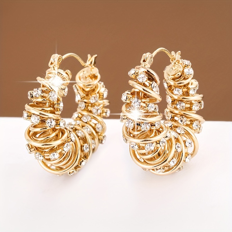 

1 Pair Of Temperament Flower Roll Design Synthetic Zirconia Women's Earrings