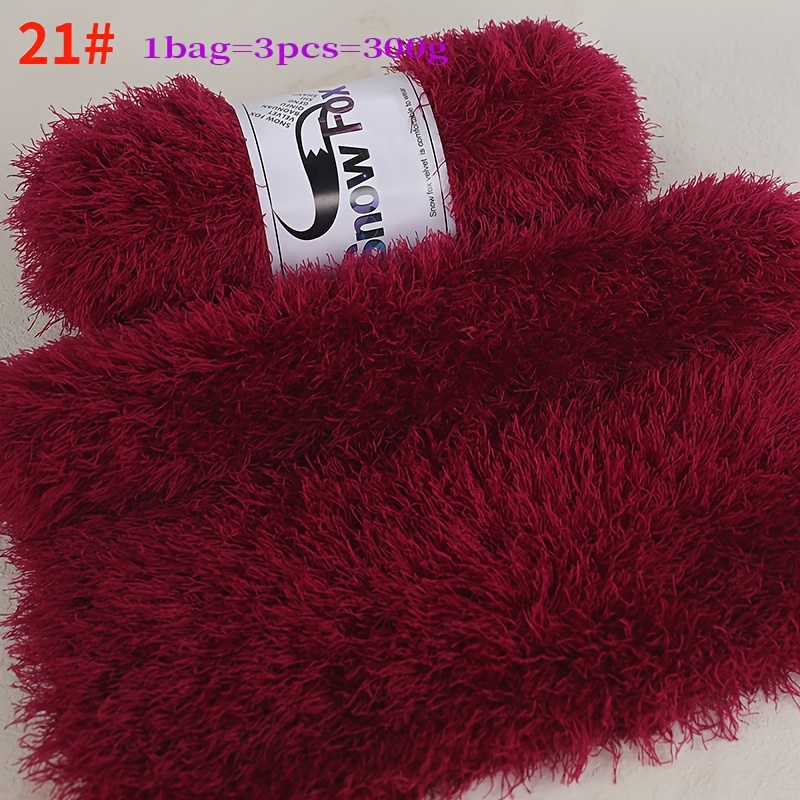 TEMU 3pcs Chunky Faux Fur Plush Yarn Suitable For Knitting Coats, Hats, Scarves, Shawls & Vests - Hand-knitted Eyelash Yarn, Stick Needle Feather