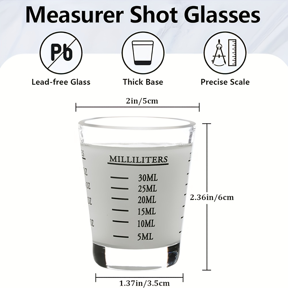 E-shop Robustes Glas-Messbecher-Set mit Skala - 1oz, 30ml Mikrowellengeeignet, Ideal für Espresso und Wein - Küchen-Essentials, Glas-Messbecher