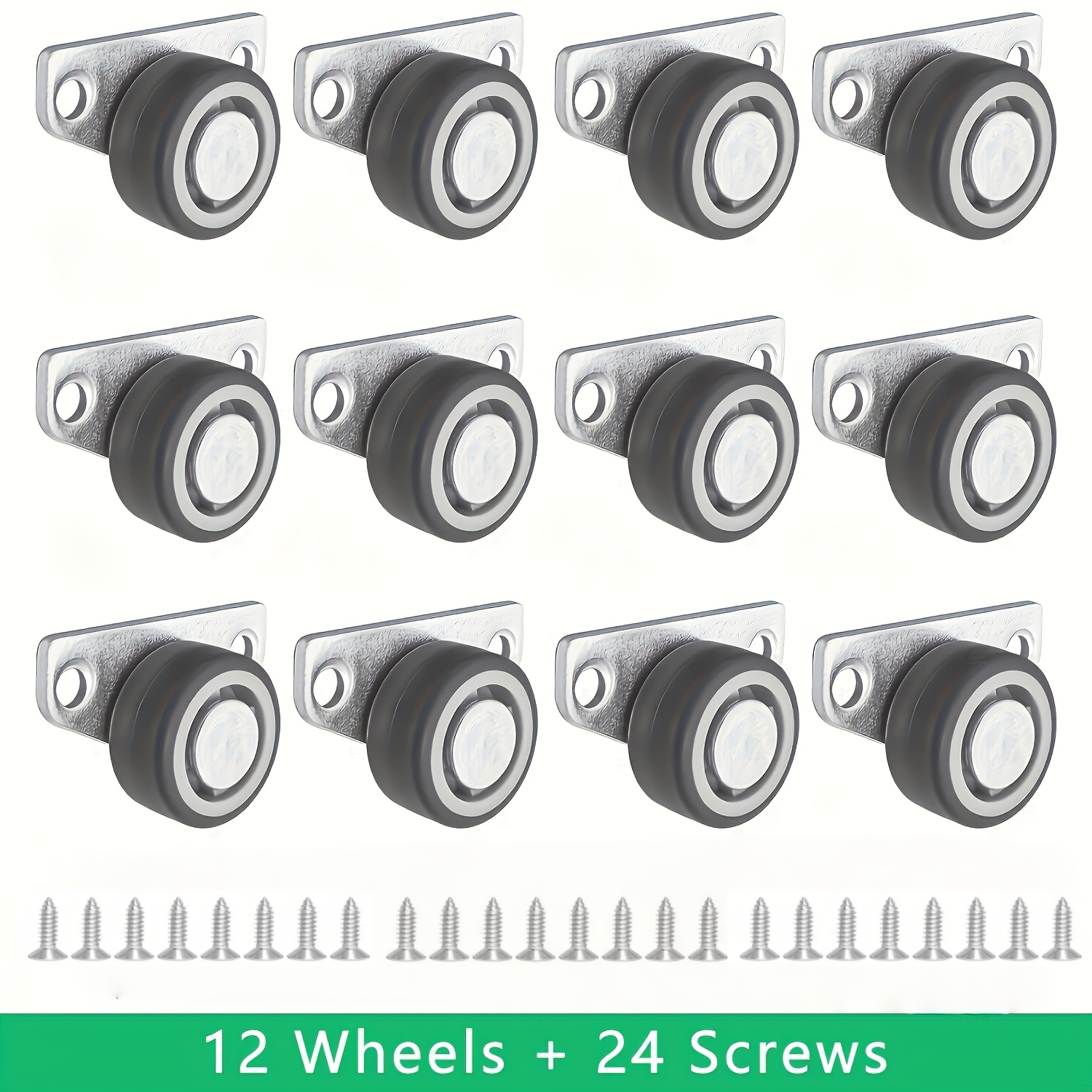 TEMU 36pcs Set Heavy-duty Low Profile Swivel Casters - 360° Rotating Wheels, Smooth-rolling For Smooth Mobility - Metal Rolling For Chairs, Carts,