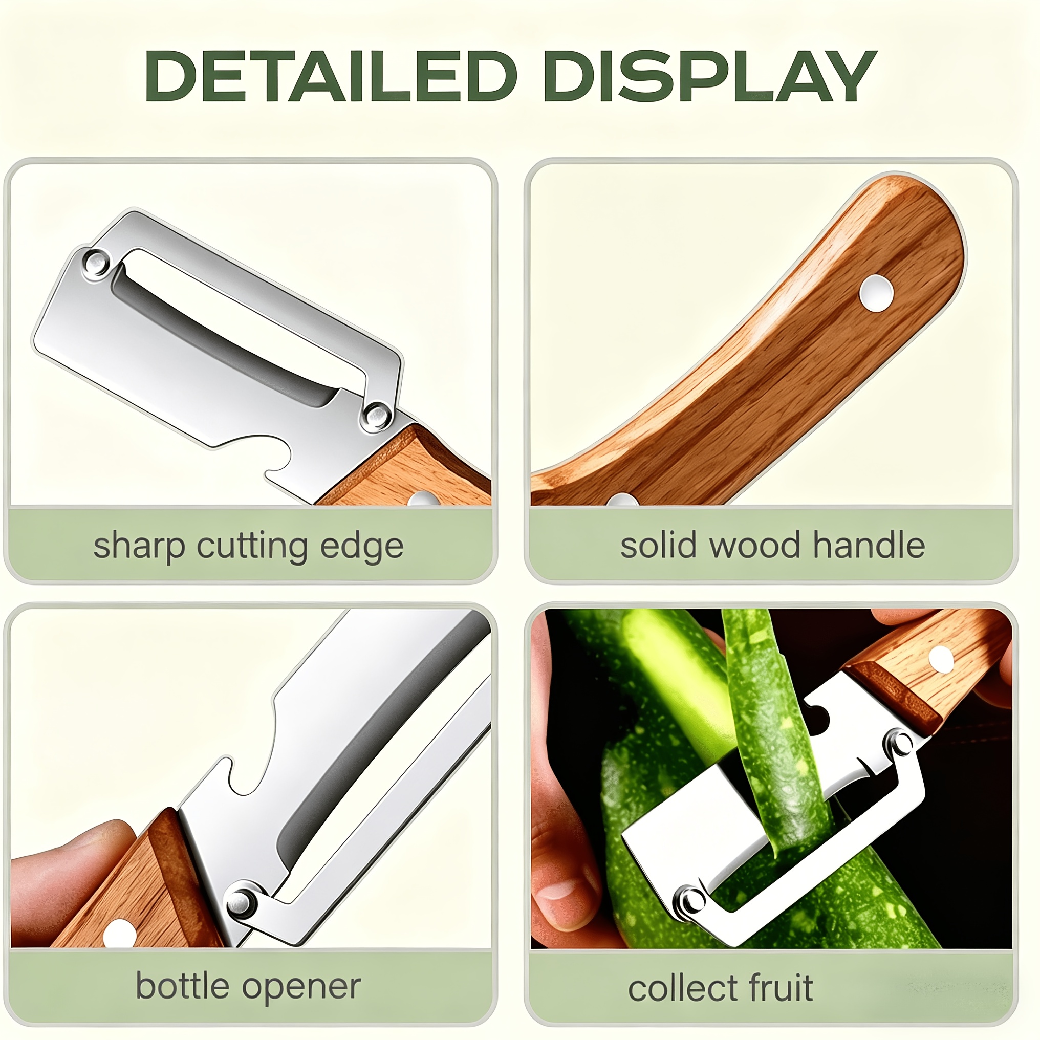 2pcs 4pcs multifunctional vegetable peeler with wooden handle and bottle opener zero     wooden kitchen hand held tool 2 in 1 stainless steel kitchen tool for fruit   potato pumpkin papaya Product details 1