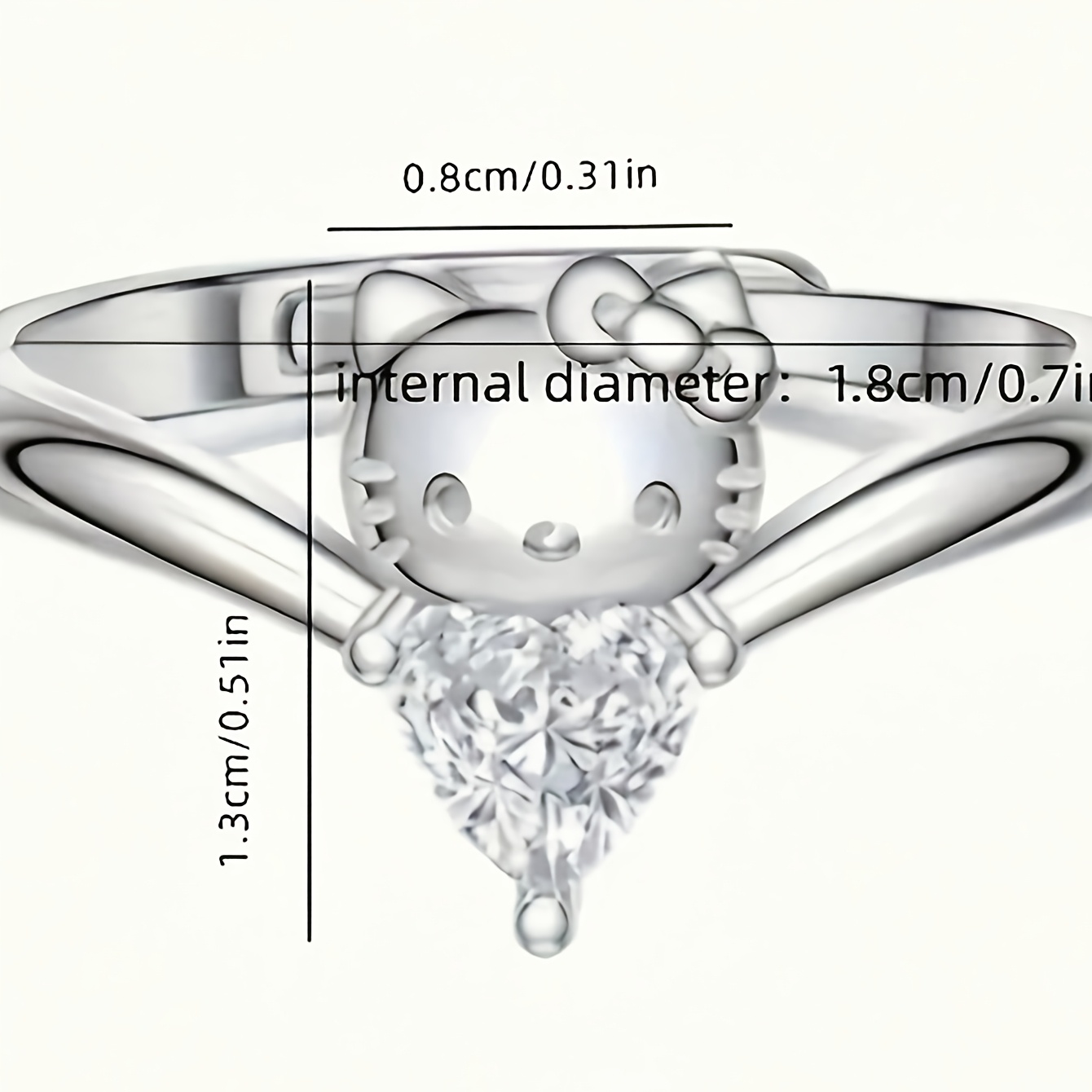 1 anillo de   con forma de   y  , moderno y chic, ideal para uso   o como regalo 3