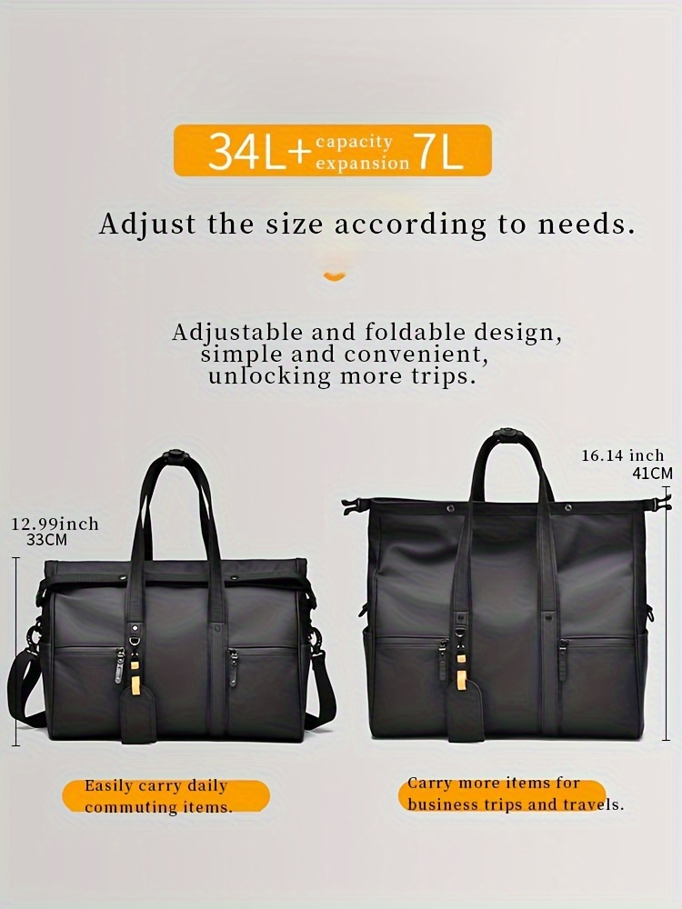 メンズ トラベルダッフル、大容量 ビジネス＆ジムトート、調節可能なショル ラップ、ブラック、旅行・スポーツ＆フィットネスに最適、ビジネストートバッグ | スリークモダンバッグ |  付きコンパートメント、トラベルトート 商品詳細 1