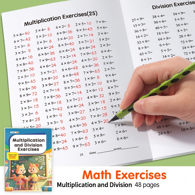 Image of 48 Pages Multiplication And Division Of 9 , Workbook, Improving Skills, Handwritten Mathematics Book, Math Learning Tools, Durable Paper, School Supplies And Christmas Gift