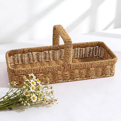 woven rattan handheld storage basket kitchen vegetable and fruit basket picnic bread and snack basket shelf baskets