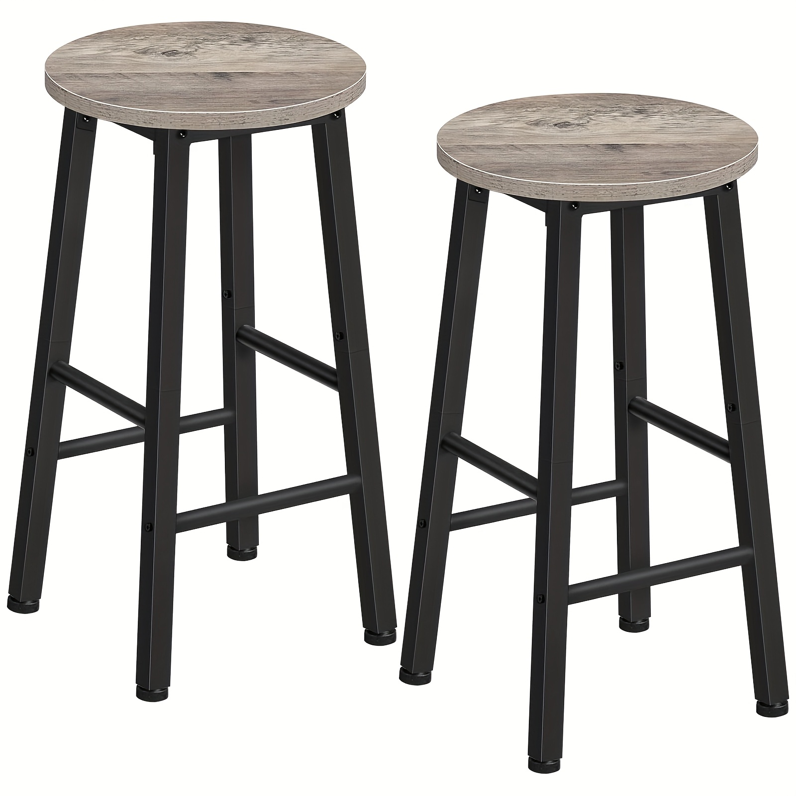 Image of Bar Stools Set Of 2, Counter Height Bar Stools, 25.8 Inch Bar Stools, Suitable For Kitchen Island, Industrial Bar Chairs, For Dining Room, Kitchen, Bar, Gray Brown And Black