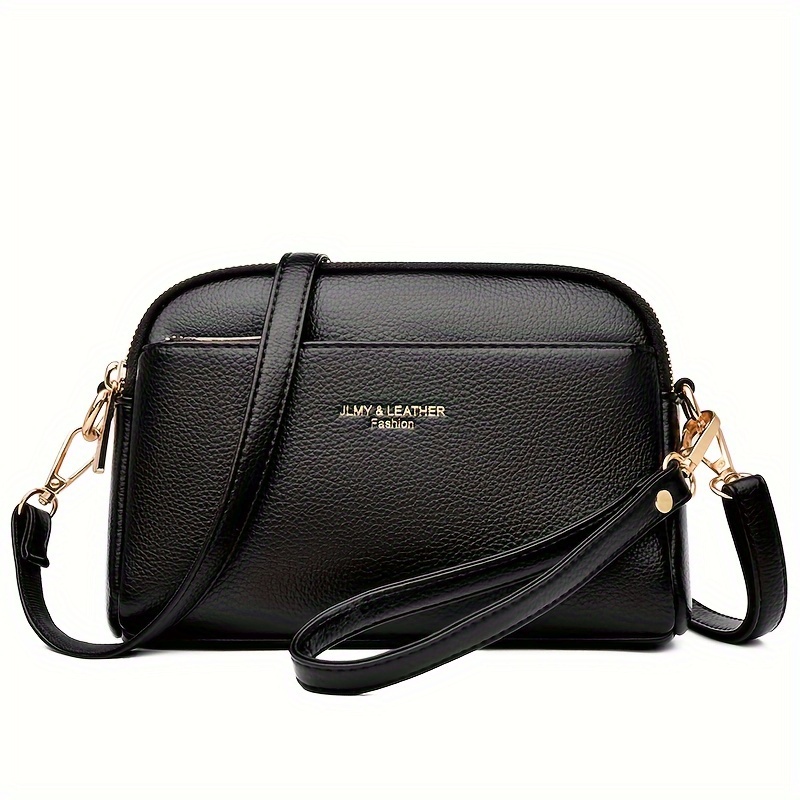 TEMU Retro Embossed Crossbody Bag, Classic Letters Print Shoulder Bag, Women's Leather Zipper Square Purse For Daily Use