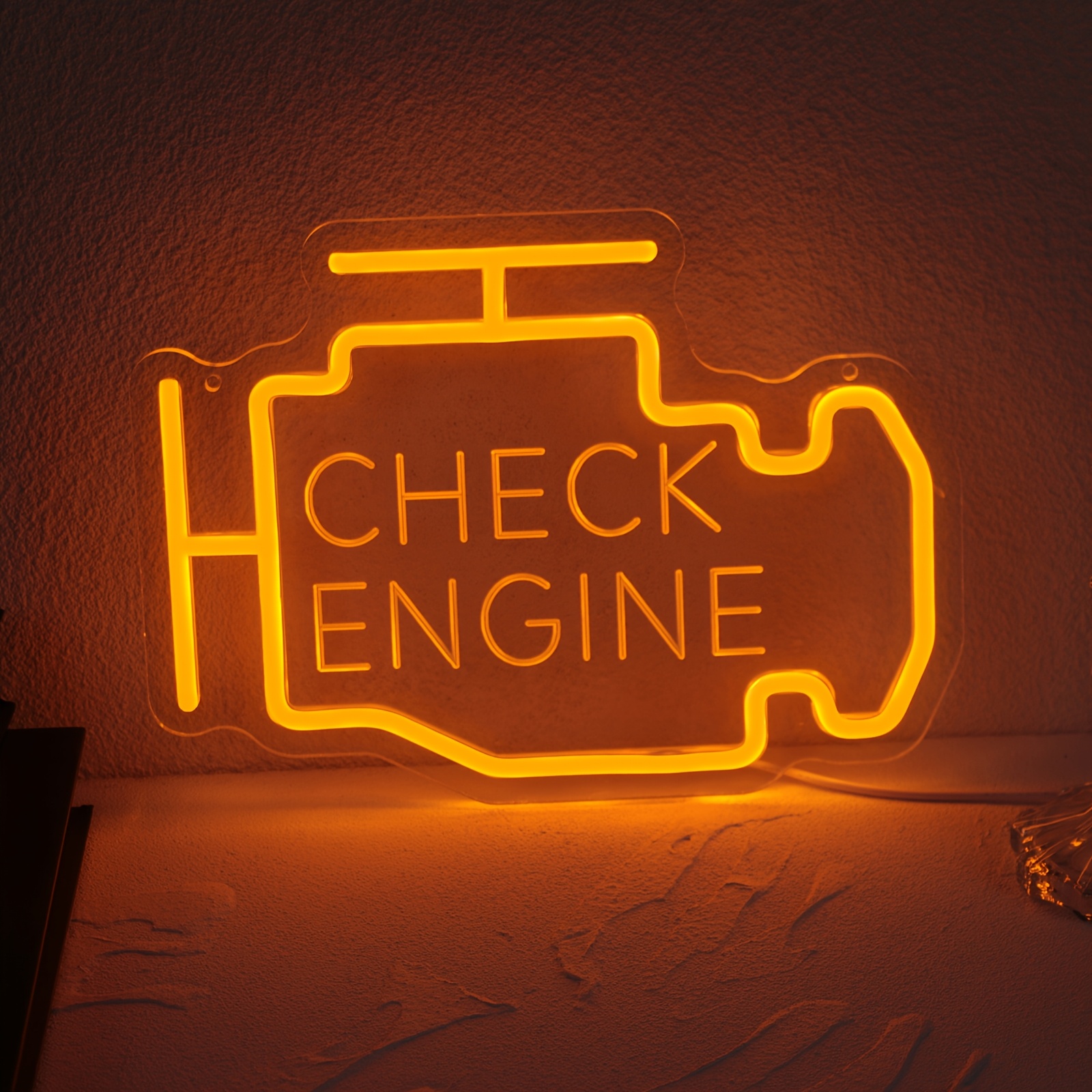 TEMU Check Engine Neon Signs Garage Decor Neon Light Led Check Engine Neon Sign For Wall Decor Dimmable Usb Neon Lights For Car Background Car TEMU Check Engine Neon Signs Garage Decor Neon Light Led Check Engine Neon Sign For Wall Decor Dimmable Usb Neon Lights For Car Background Car