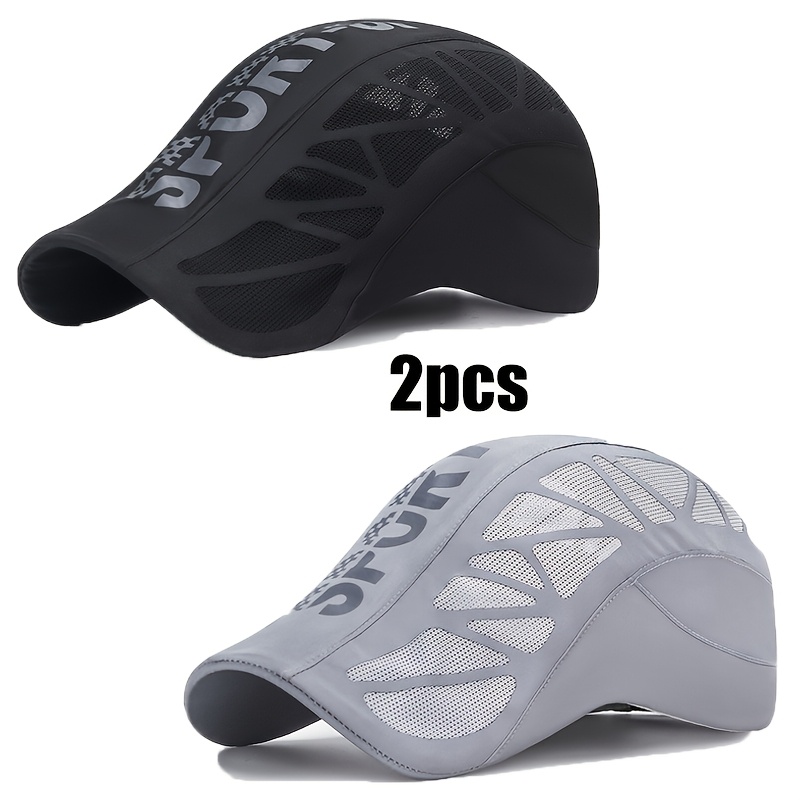 TEMU Lot de 2 Casquettes Snapback Respirantes en à Séchage Rapide - Casquettes de Sport Rétro Unisexes pour l'Extérieur avec Technologie