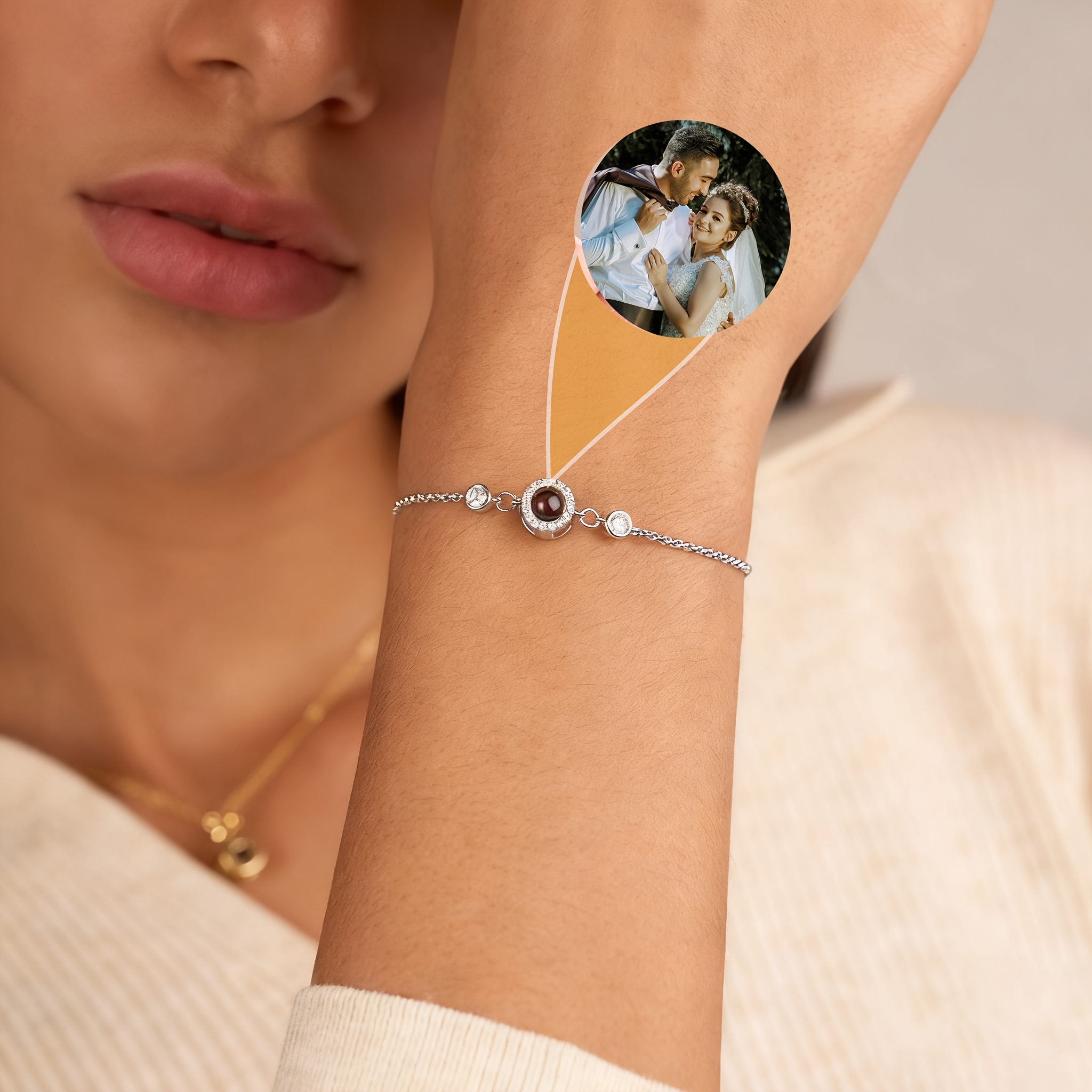 TEMU Pulsera de Proyección de Fotos Personalizada con Piedra de , Pulsera de Piedra de , Pulsera de Fotos, Pulsera Interior con Imagen, Regalo de San