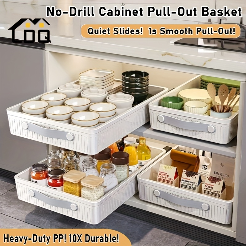 large pull cabinet organizer baskets plastic drawer shelves Temu