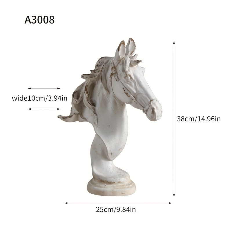 Metallic Horse Head Decoration - Modern Nordic Minimalist Decor with Beige/White/, Indoor/Outdoor Tabletop, Shelf, Mantel, Desk Decor - No Wiring Needed, Easy-Clean Surface for Living Room, Office, Entryway - Elegant Home & Office Accent Piece, Shelf Display, Contemporary Design, Highquality Finish, Statement Art, Interior Designers