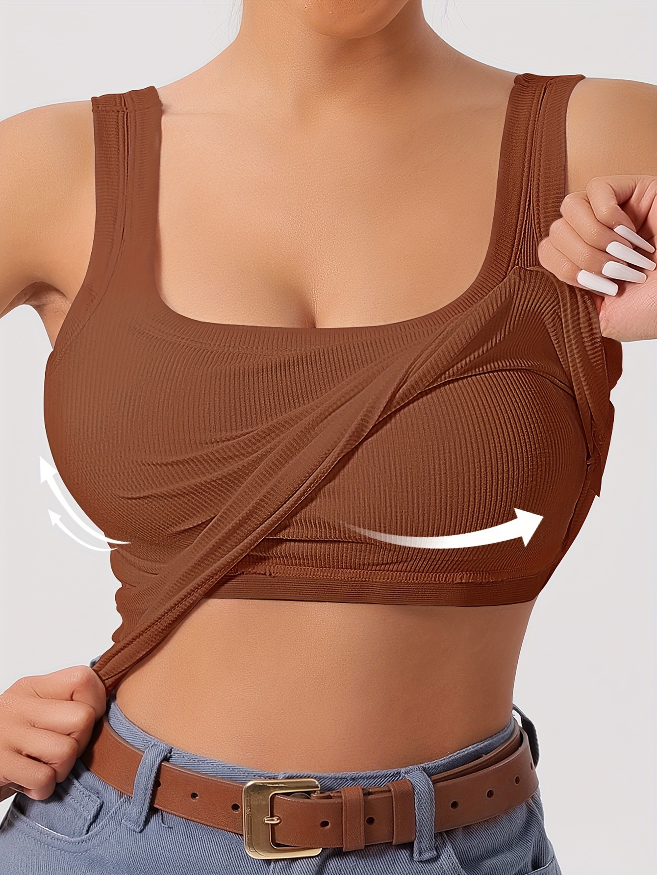 Convertible Bra, Women Sleeveless Casual Printing Vest Chest Pad Short Tank  Tops, Halter Tops for Women with Built in Bra