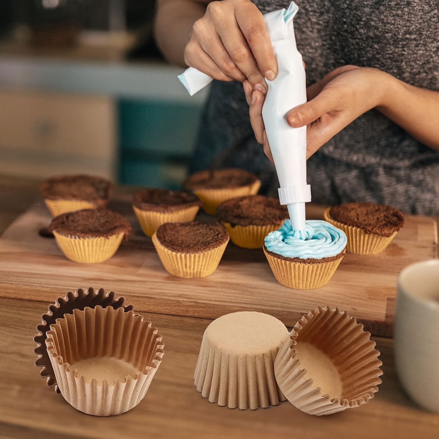 standard natural cupcake liners cupcake toppers decoration Temu