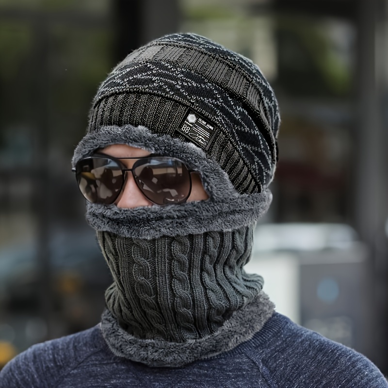 winter beanie scarf set men 2pcs knitted hat neck warmer Temu