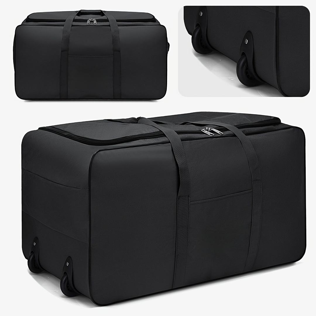 TEMU Heavy-duty Large-capacity Rolling Moving Bag, Large Foldable Rolling Duffle Bag With Wheels, Portable Travel Storage Bag, Heavy Duty Collapsible
