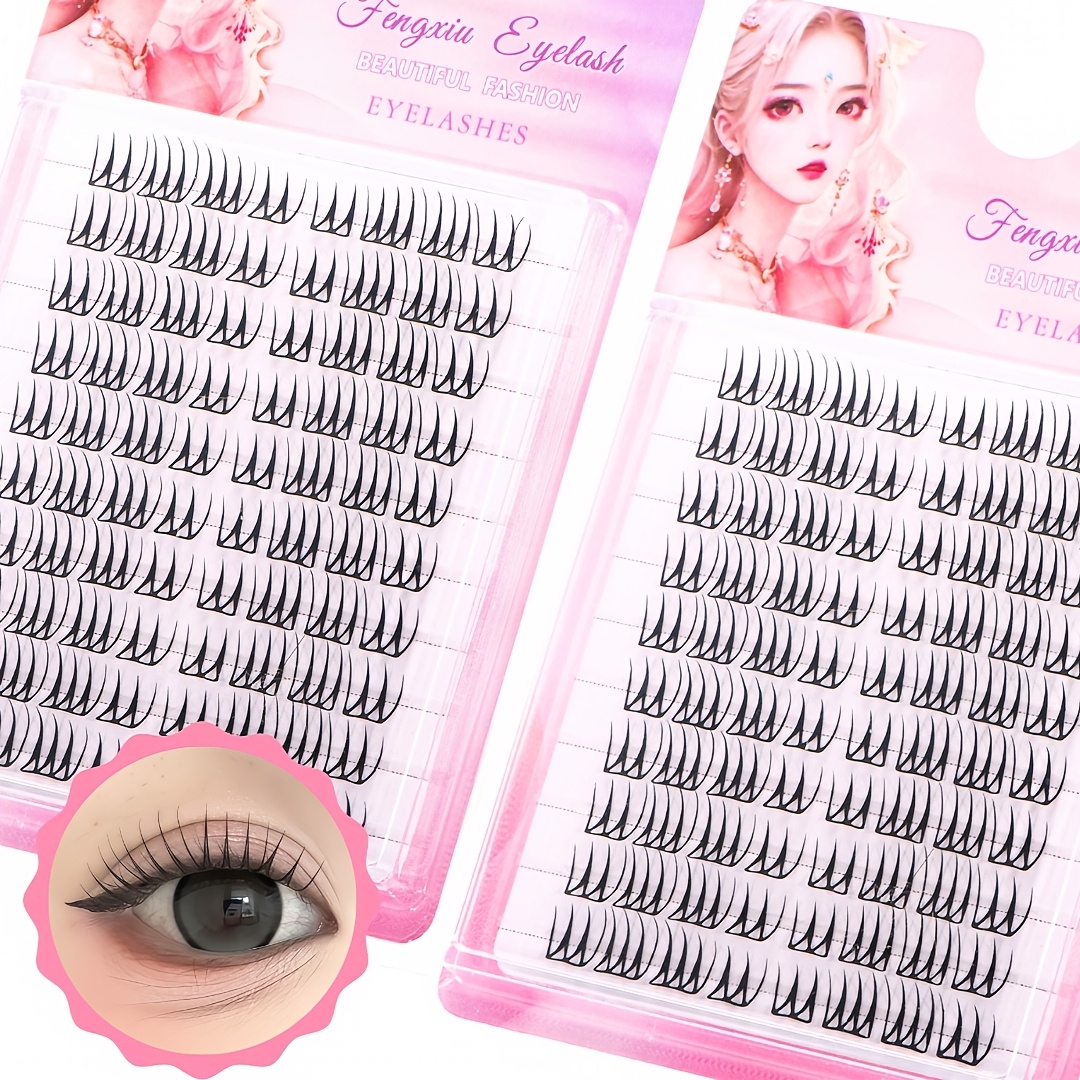 10-Row Cluster False Eyelashes, 80 Mixed Length Curl Clusters