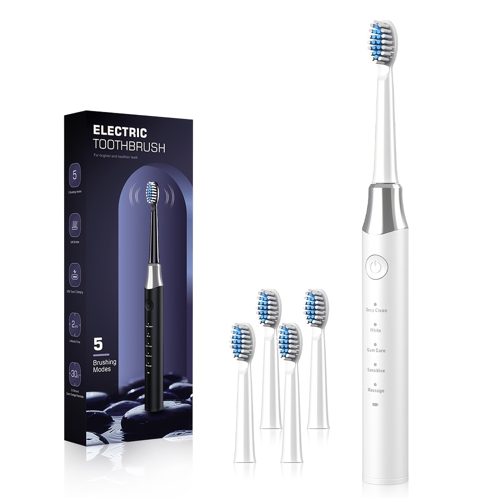 Smart Electric Toothbrush with 5 Modes, USB Rechargeable