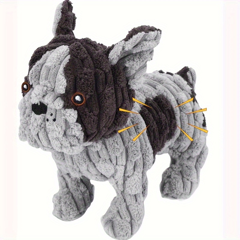 

Striped Plush French Bulldog Dog Toy - Soft, Durable Chew Toy For All Breeds