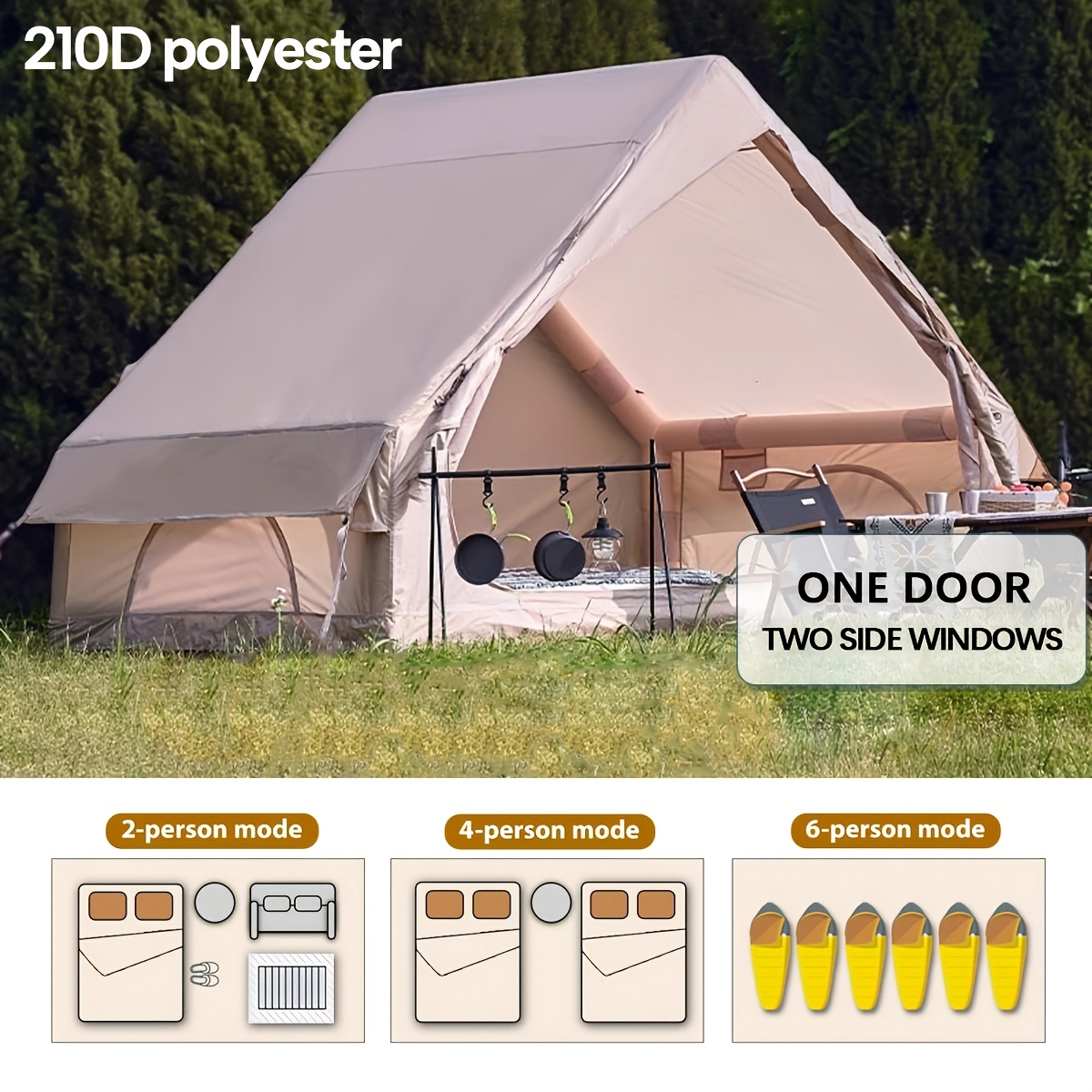 tienda de campaña inflable con bomba, tienda familiar  ,   de  , tienda de glamping inflable para exteriores de  , tiendas de 4   para camping, exterior