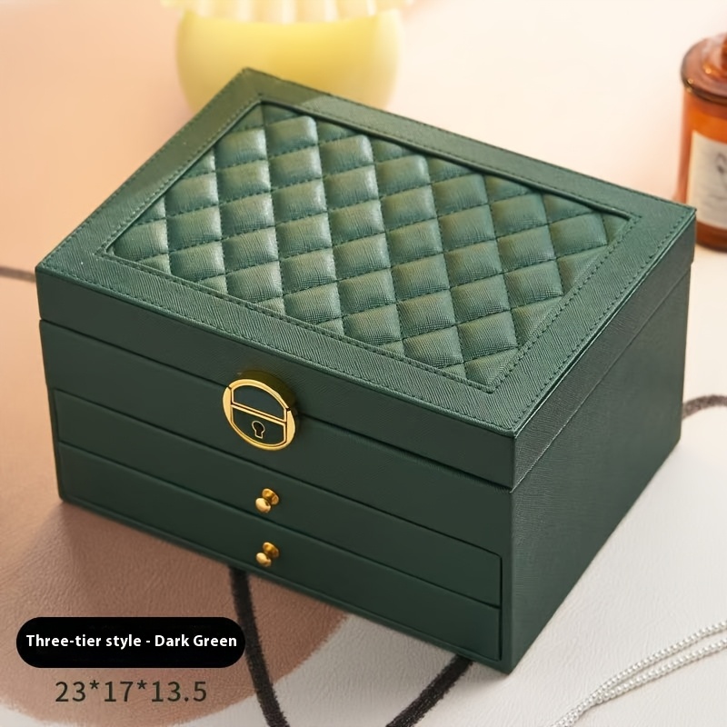 1pc large jewelry organizer box with triple layer drawers elegant   compartments soft lining   for necklace bracelet earring ring pendant jewelry storage case for home or valentines gift idea jewelry box softlining included   Product details 4