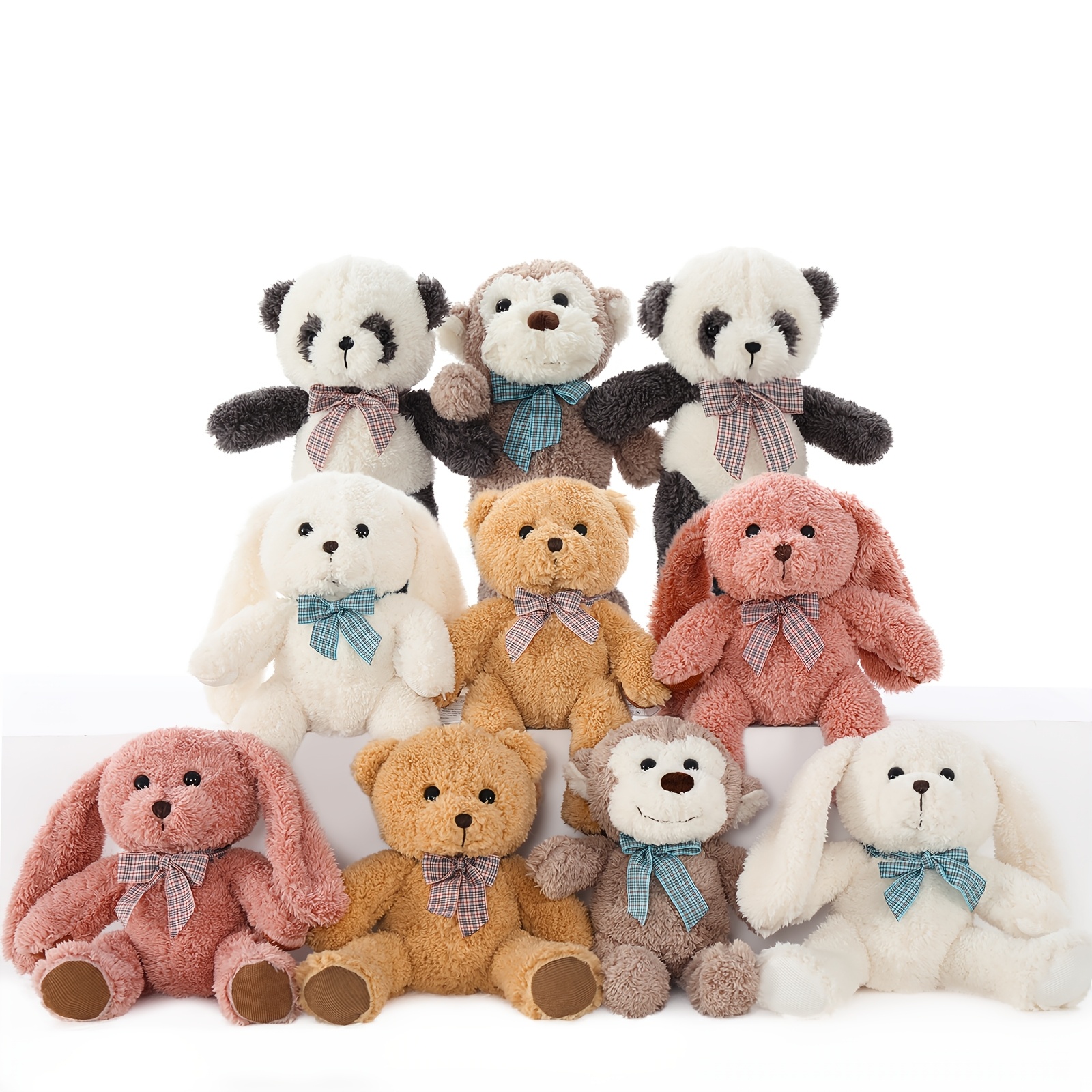 TEMU Maogolan 13in Stuffed Animal Bulk For Baby Shower, 10 Packs Stuffed Bear Stuffed Monkey Stuffed Panda Stuffed Rabbit Mix Bulk