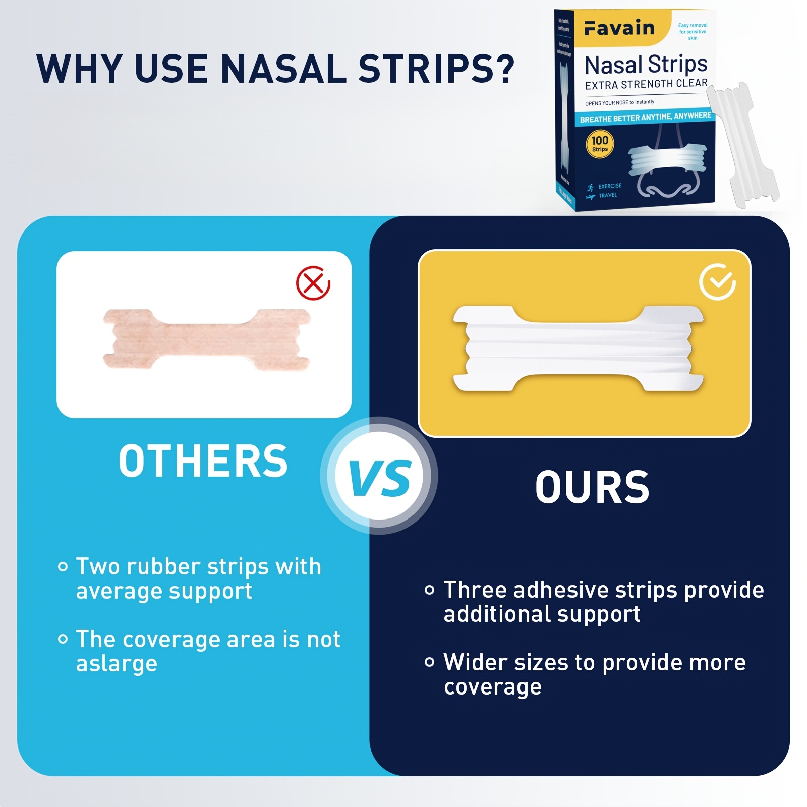 100pcs Sports Nose Strips, 31% Enhanced Airflow, Strong Hold, Breathable Design for Active Lifestyles, Holiday Gift Ready