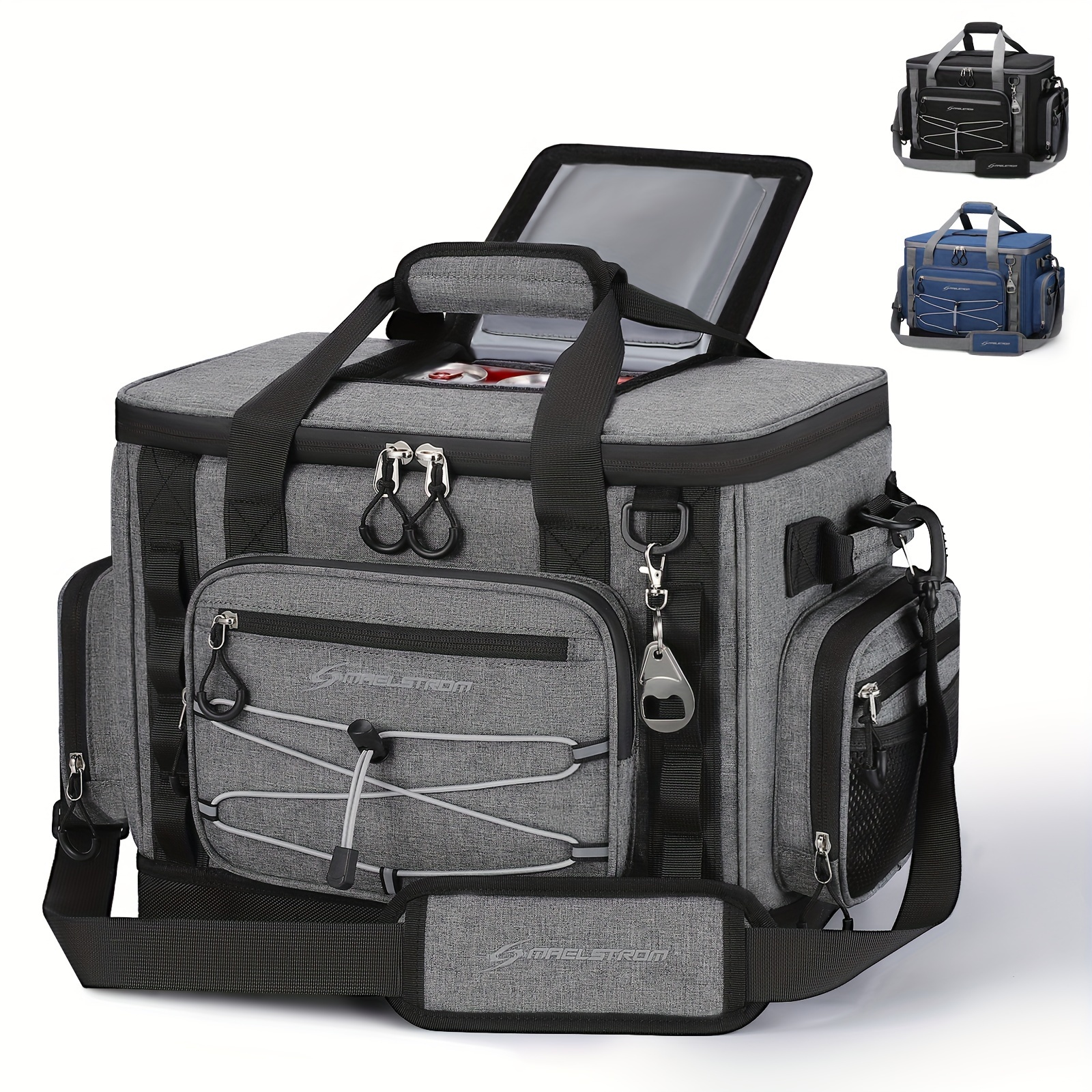 Maelstrom 58 Can Insulated Cooler Bag with Hard-Bottom, Wheels & Multiple Compartments - Durable Gray PVC Construction, Ergonomic Handles & Shoulder Straps for Camping, Tailgating, Outdoor Adventures