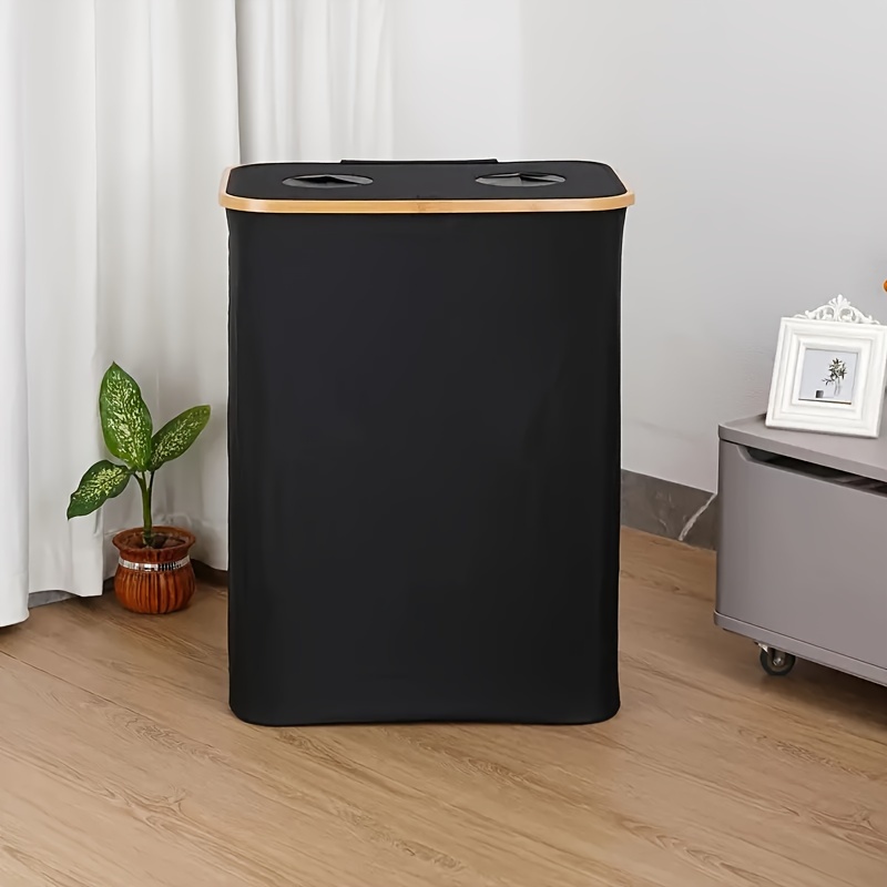 

Large Bamboo Trash Can With Lid - 26/45 Gallon, Dual-compartment Design For Easy Recycling & , Ideal For Kitchens, Bathrooms, Bedrooms, And Living Rooms