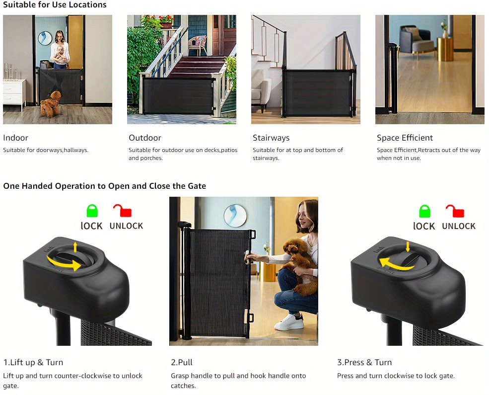 retractable gate mesh gate 33 41 tall safety gate for doorways stairs   indoor outdoor details 3