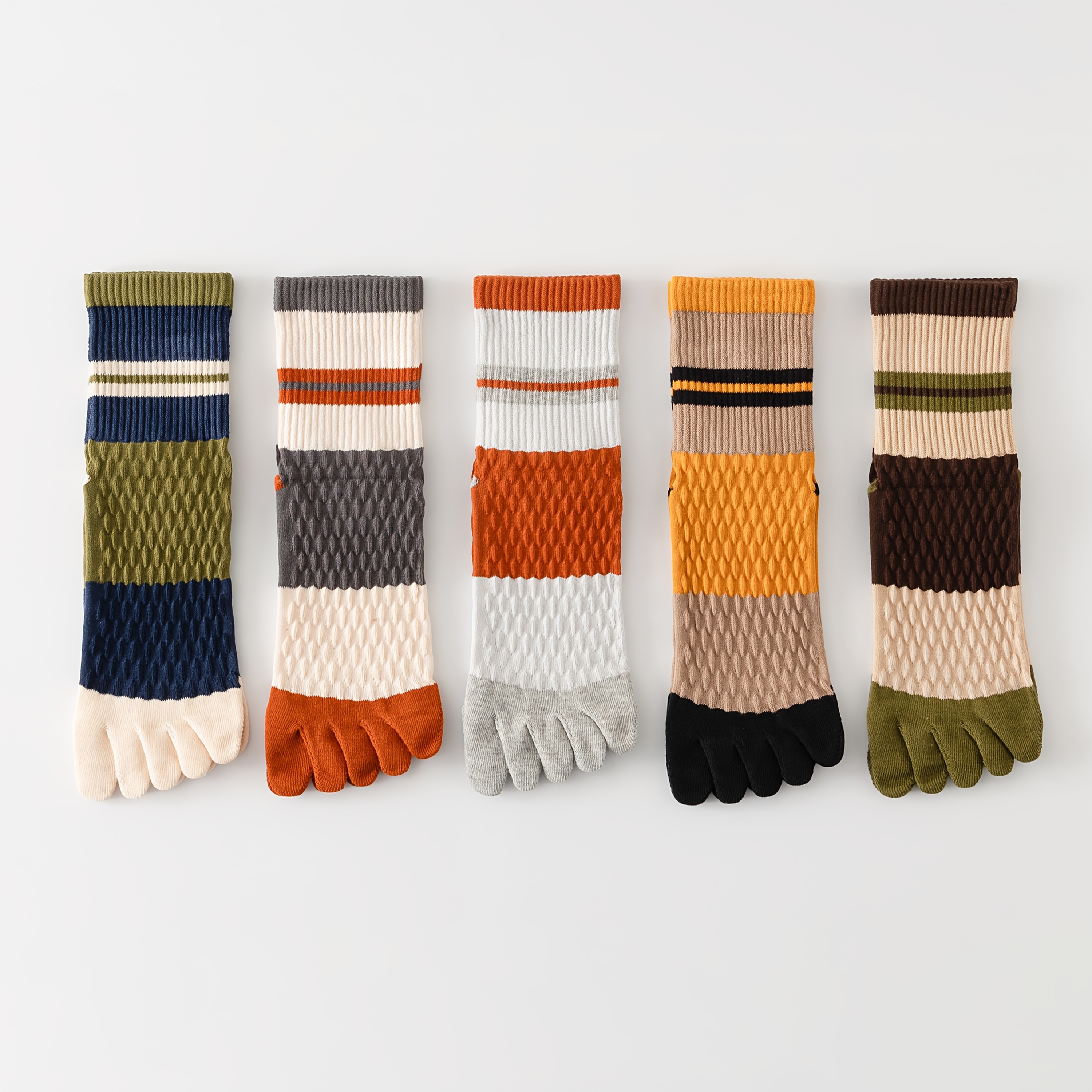 TEMU 5 Pairs Of Men's Mid-calf Socks, Five-toe Socks, Men's Casual Socks, Men's Four- Socks, Mid-calf Length, Sweat-absorbent, Seamless, Split-toe