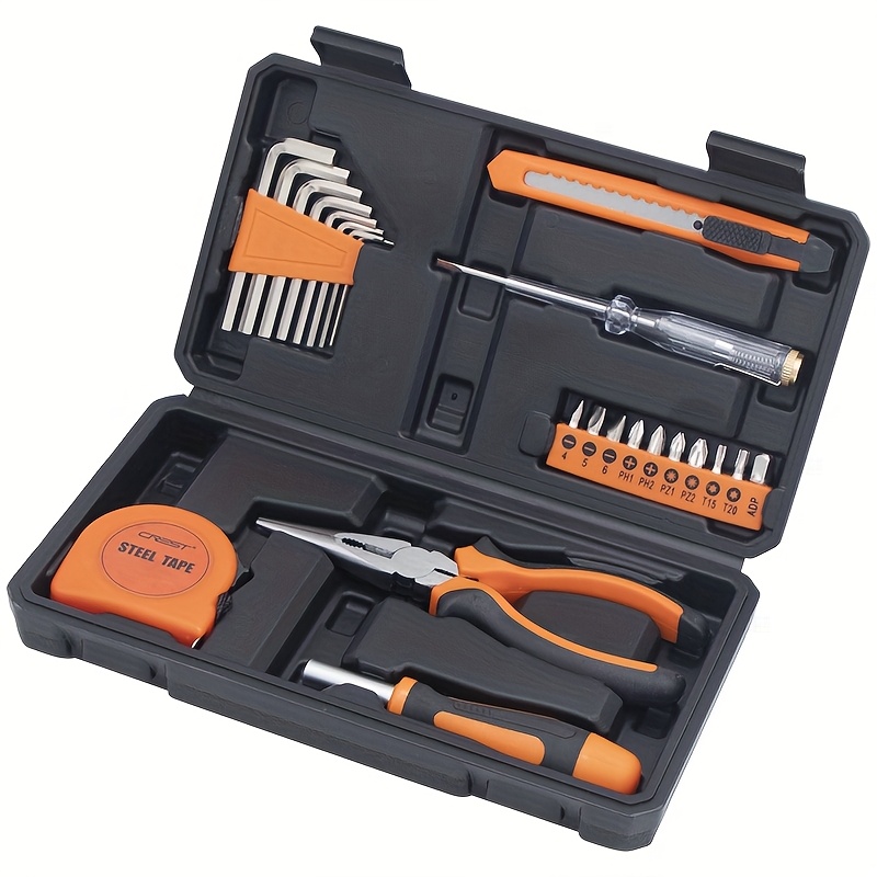 

12pcs/23pcs/138pcs/set Household Hand Kit, Tool Set, With Plastic Toolbox Storage Case, Orange