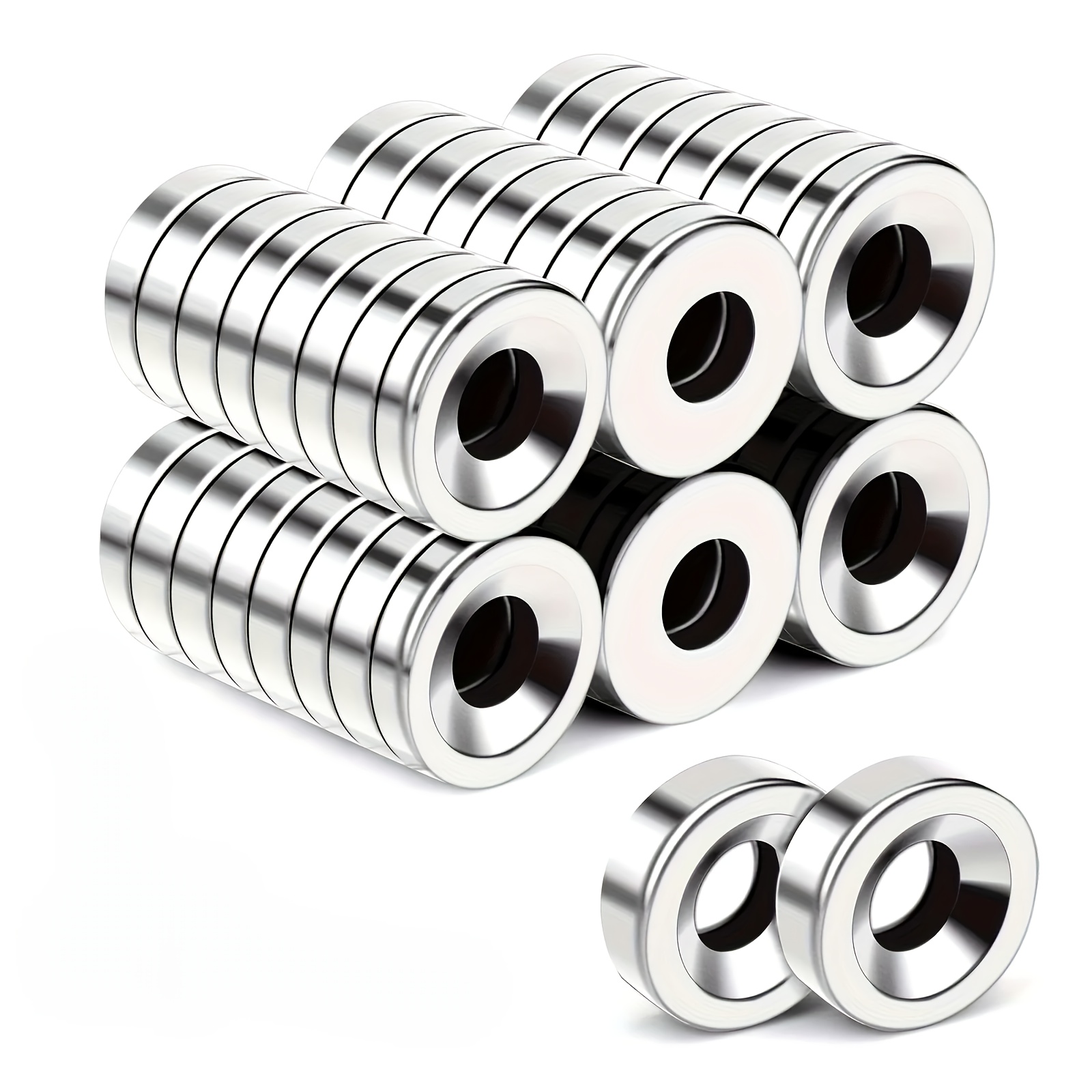 

50pcs Heavy-duty Neodymium Disc Magnets - 12x3mm With 4mm Countersunk Hole, Compact & For Tools, Home, And Workplace Use