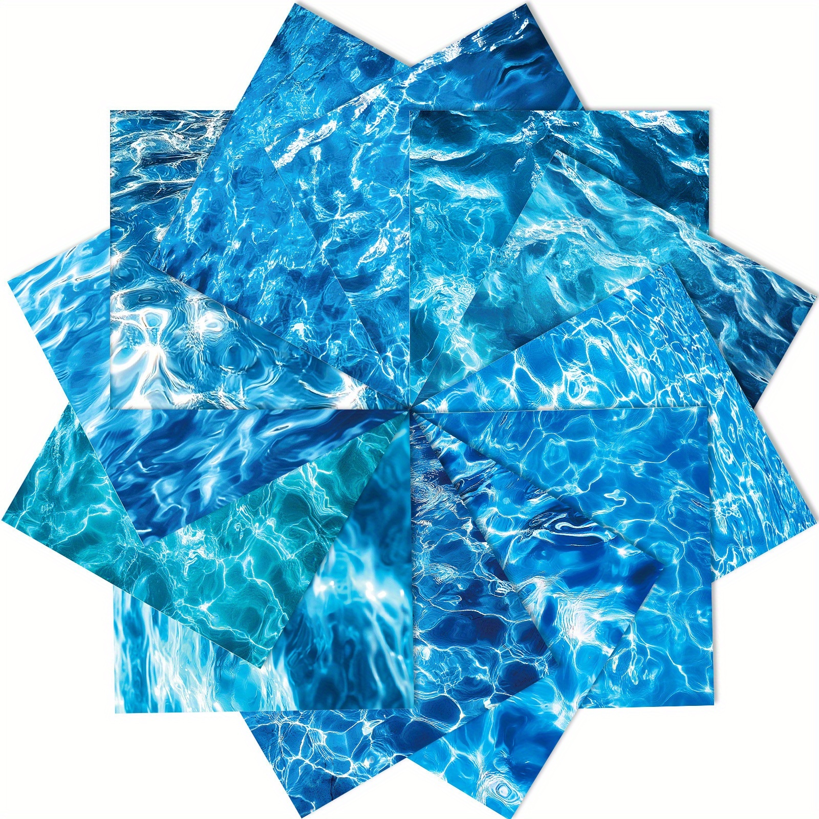 E-shop 12 Blätter/Pack Neues dunkelblaues Papier mit Wasserwellenmuster, 6 Zoll x 6 Zoll, Bastelpapier für Kunst, handgeschnittenes Papier für