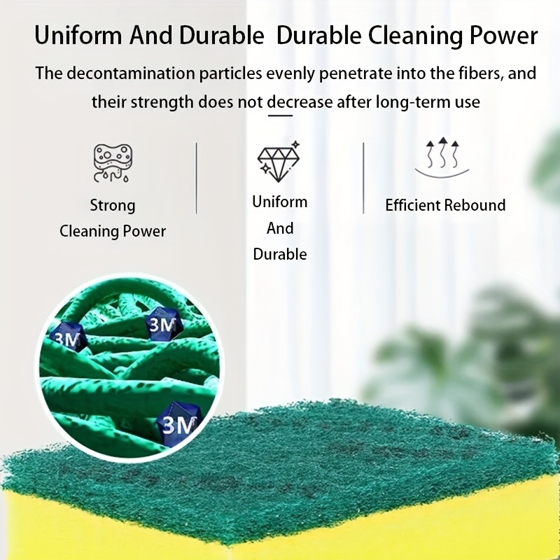 set of 10 12 24 ultra absorbent cleaning sponges featuring a double sided scrubbing pad an   aid for household cleaning   sponges that are long lasting and non scratch ideal cleaning essentials details 1