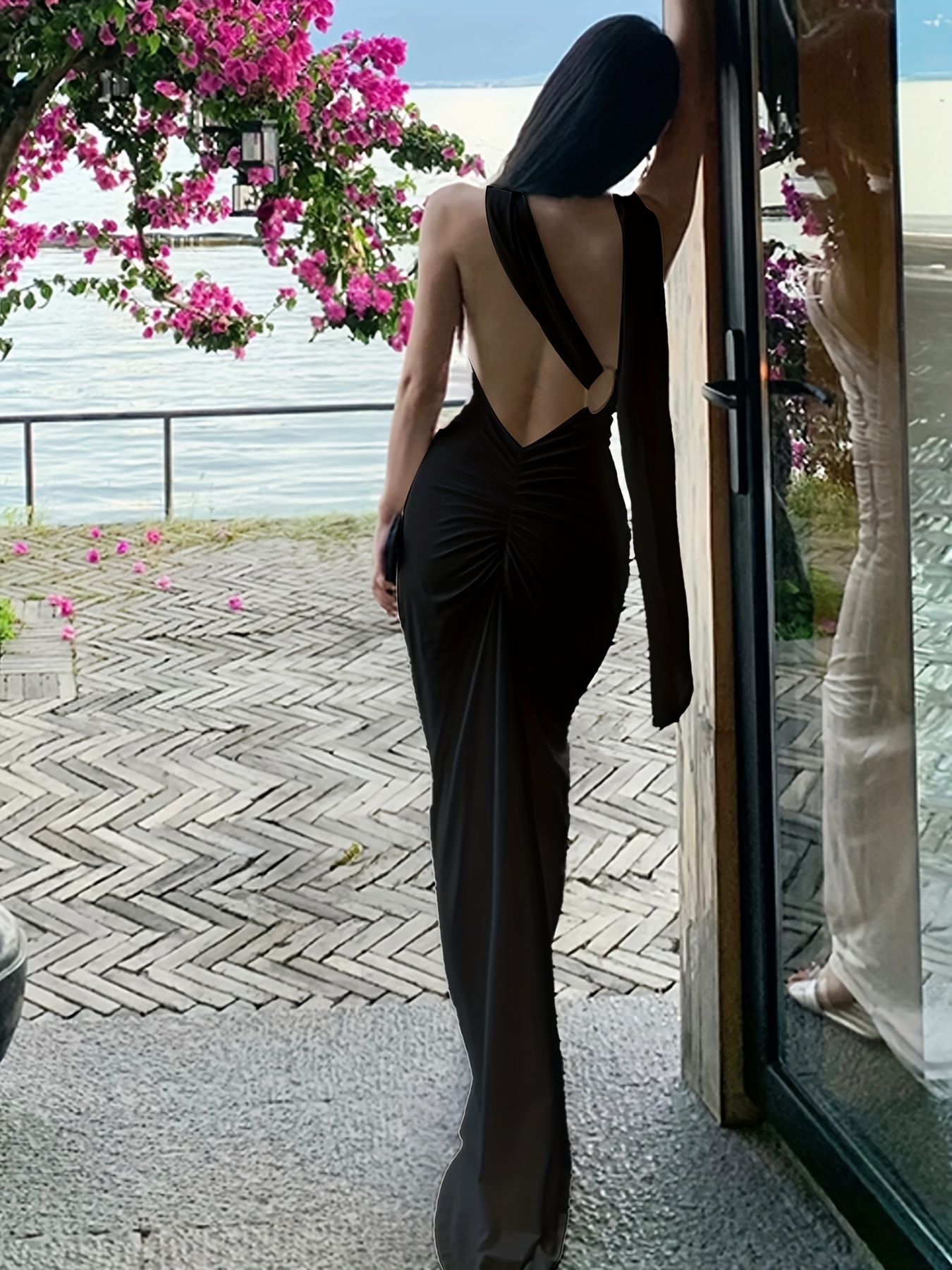 white christmas dresses Sling Backless Silvery Maxi High Waist Date Night Dress – Make Me Elegant