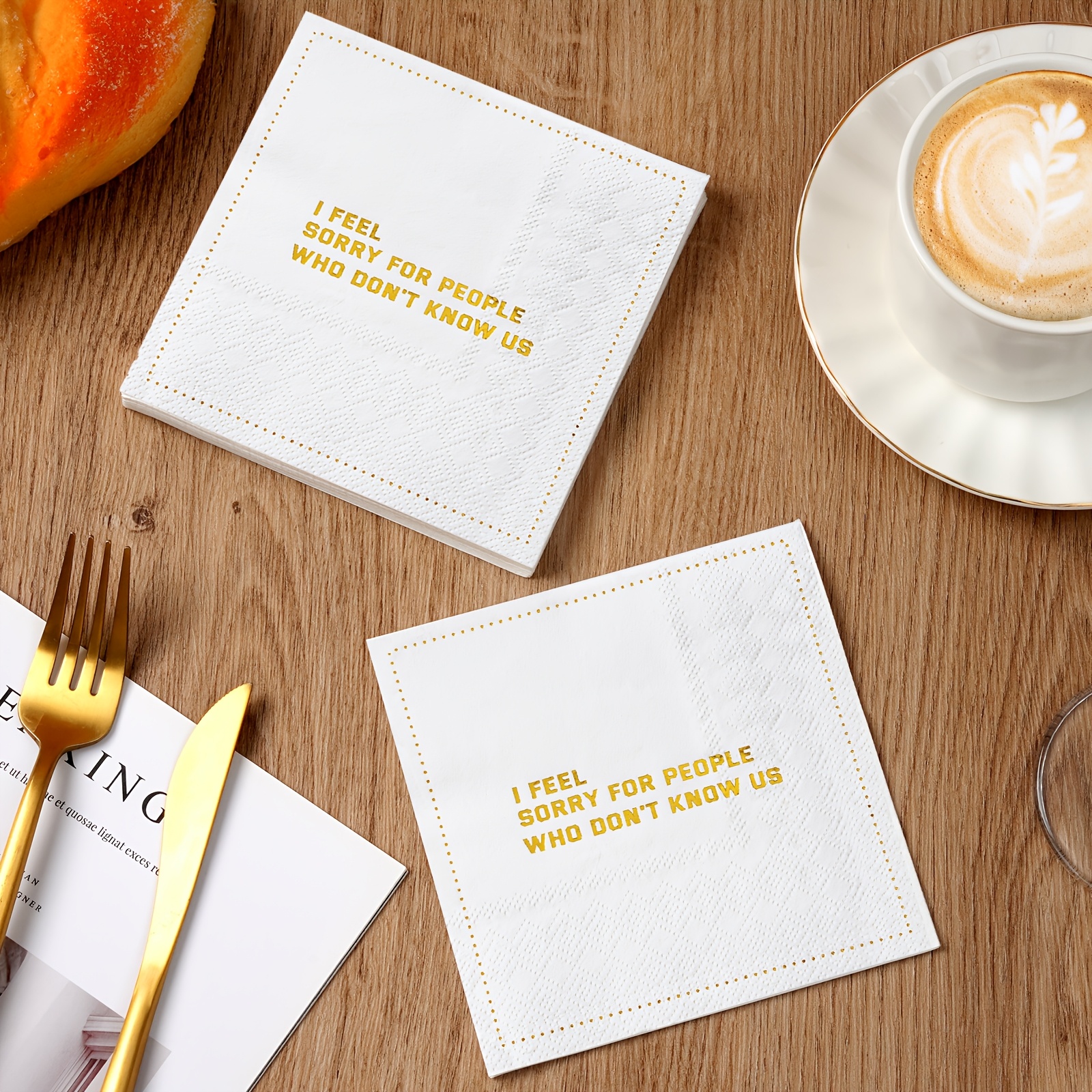 TEMU 20pcs Funny Cocktail Napkins Funny Quotes Saying 3-ply Disposable Party Napkins 5in X 5in (i Feel Sorry For People Who Don't Us Napkins) For