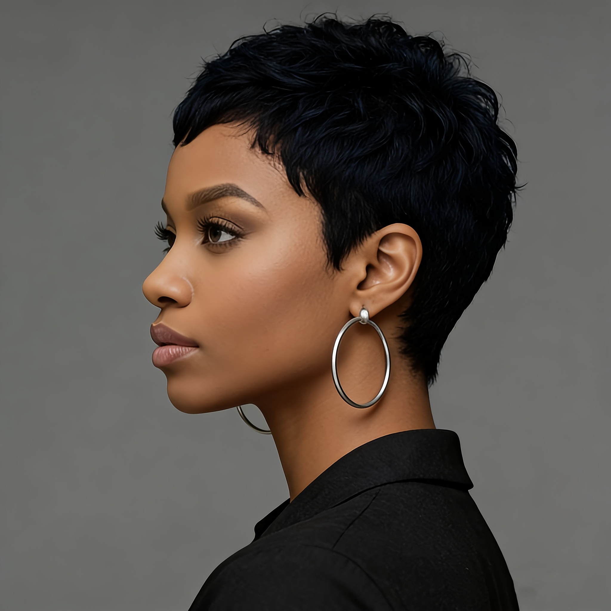 TEMU Perruque 4 pouces en cheveux humains brésiliens pour femme - Coupe courte, droite, superposée, et unique avec frange, 100 % cheveux humains