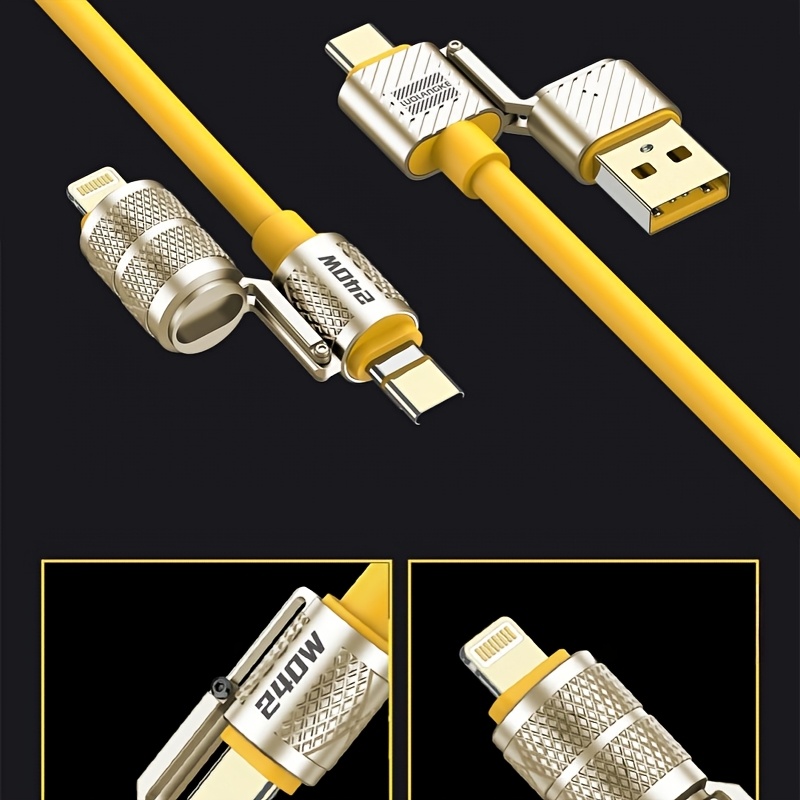 This Is a Versatile 4-In-1 USB C Lightning Data Cable That Can Deliver Up to 240W of Charging Power. It Is Compatible with for Iphone 16/15, Macbook, And Ipad, And Supports Lightning, Type C, And USB A Interfaces 11 This Is a Versatile 4-In-1 USB C Lightning Data Cable That Can Deliver Up to 240W of Charging Power. It Is Compatible with for Iphone 16/15, Macbook, And Ipad, And Supports Lightning, Type C, And USB A Interfaces
