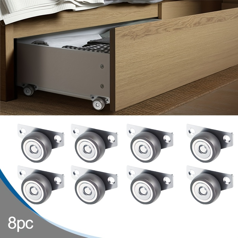 Image of 8-pack Fixed Casters — Suitable For Rigid Installation Of Furniture And Equipment, , Ideal For Cabinets, Wardrobes, Plant Boxes, Smooth Mobility | Smooth Rolling Casters | Metallic Finish