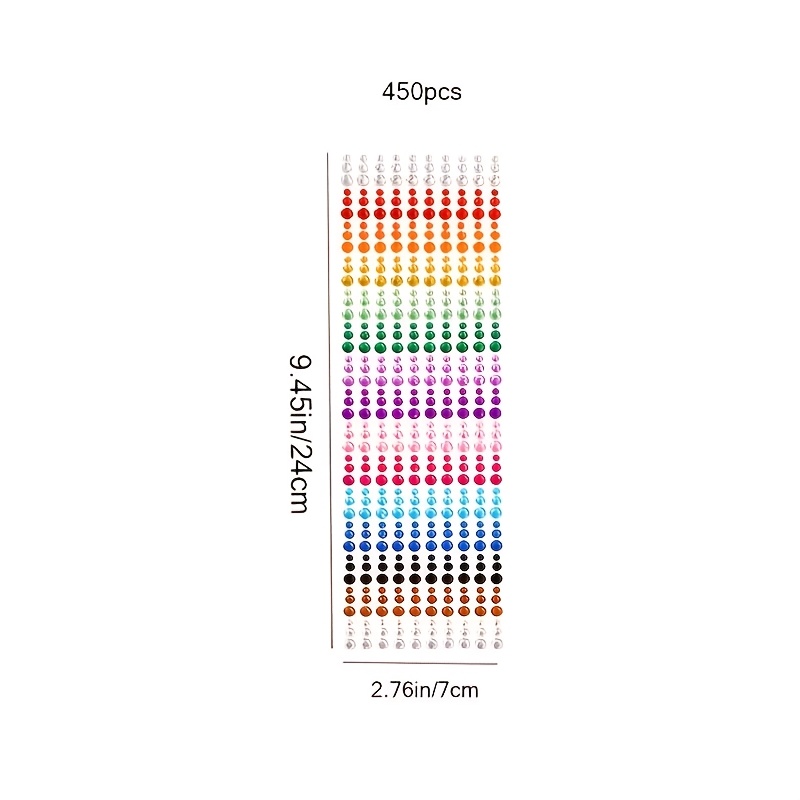 TEMU 225/450pcs 15-color 3d Self-adhesive Rhinestone Stickers - Round Shiny Gemstone Patches For Face, Body, And Nail Art - Ideal For Stage, Concert,